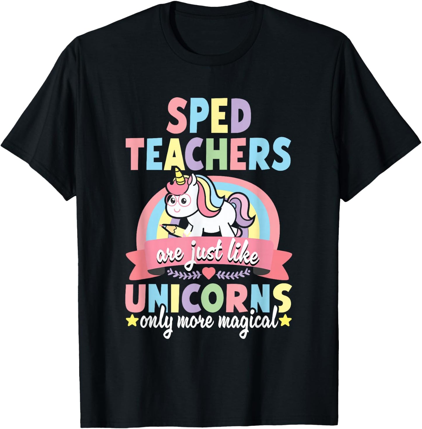 SPED Teacher Unicorn Funny Speducator Pre-K Back to School T-Shirt - T-Shirt | Black