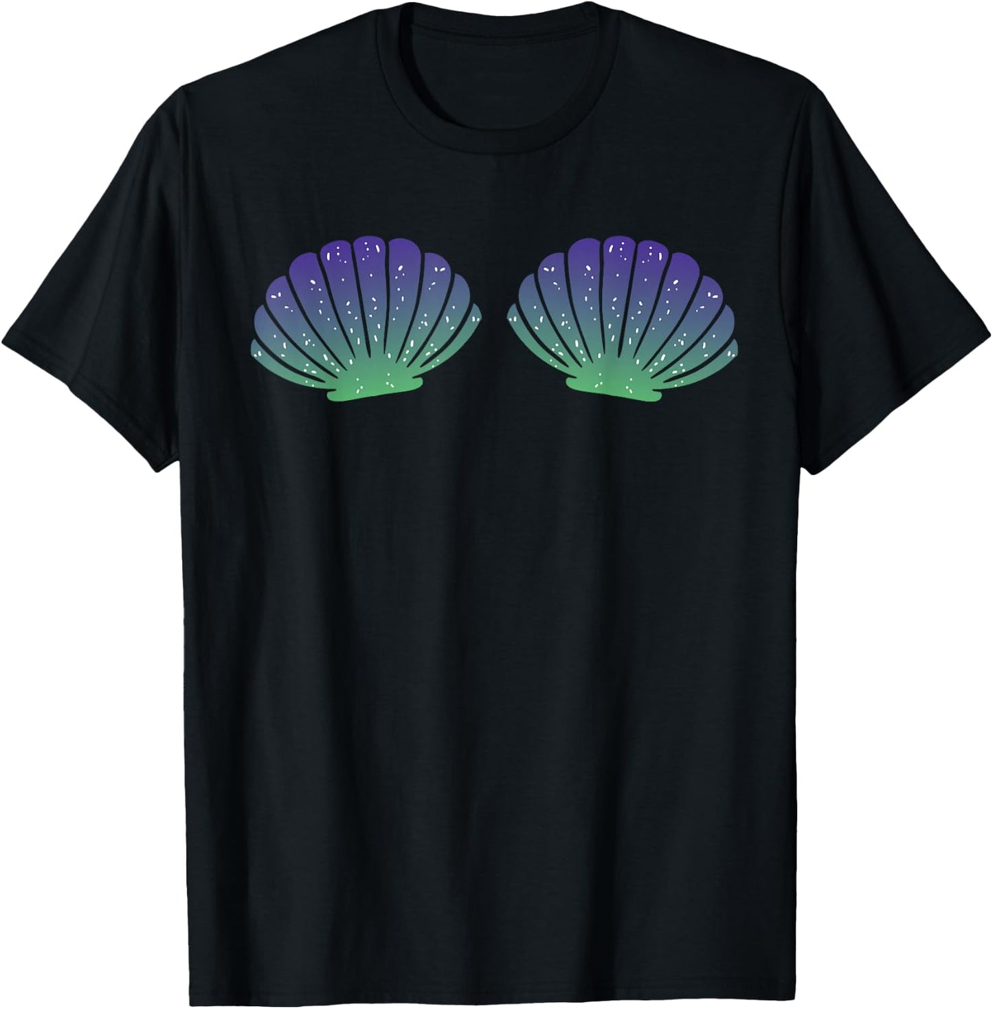 Mermaid Halloween Costume Sea Shells Bra Girls T-Shirt - T-Shirt | Black