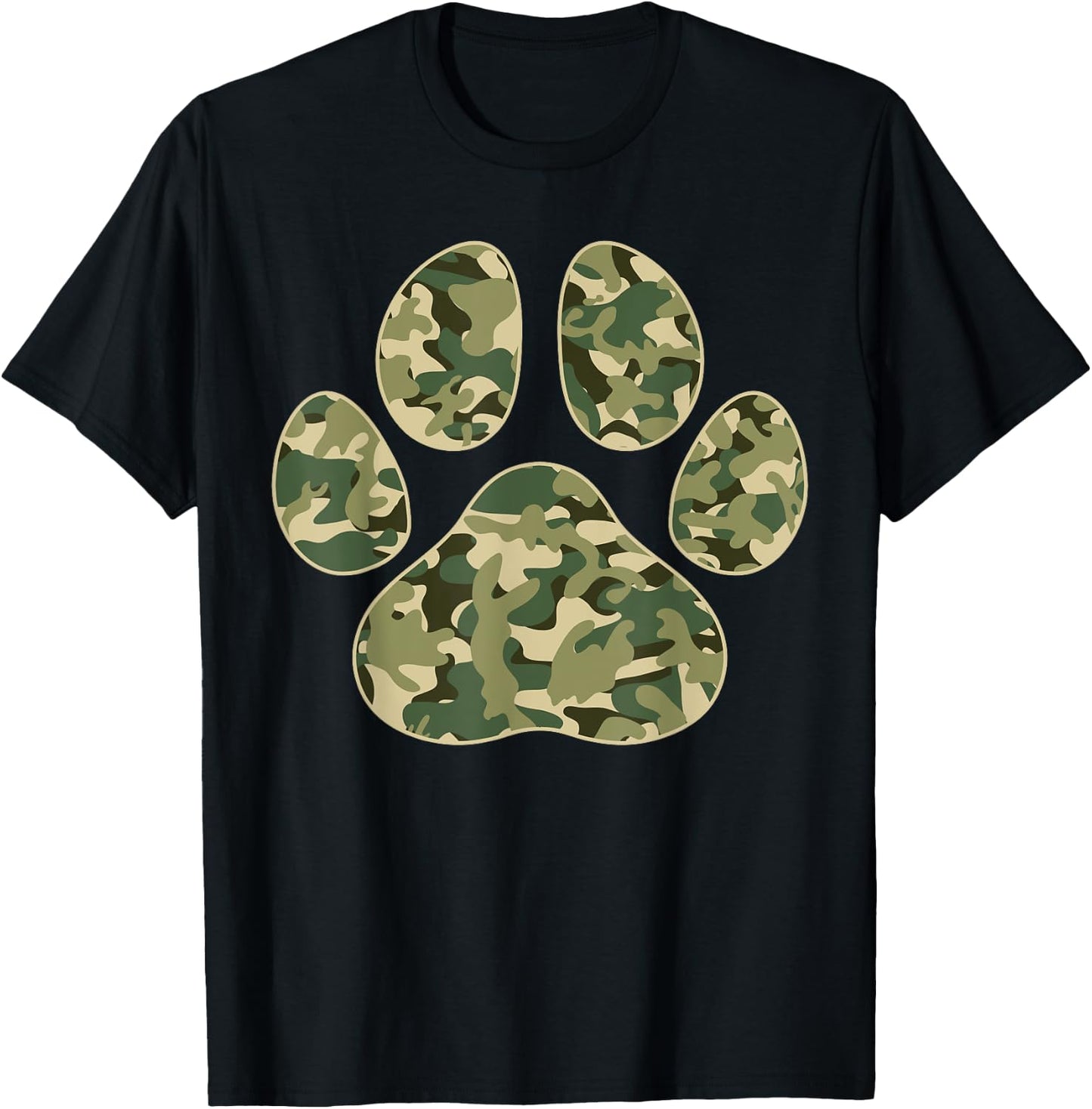 Cute Camo Paw Print Pet Owner Camouflage Paw Print Dog Lover T-Shirt - T-Shirt | Black