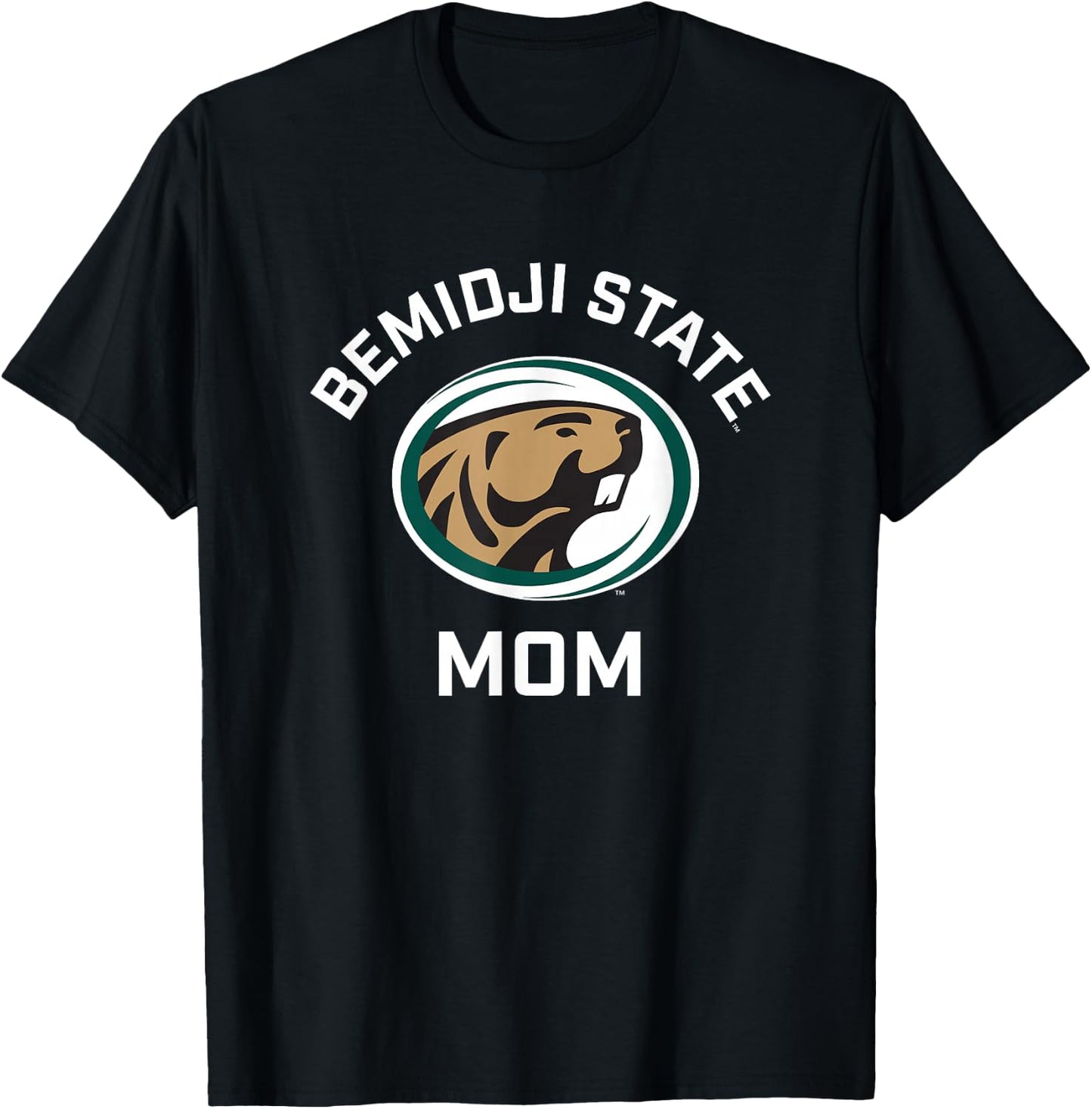 Bemidji State University BSU Beavers Arched Mom T-Shirt - T-Shirt | Black