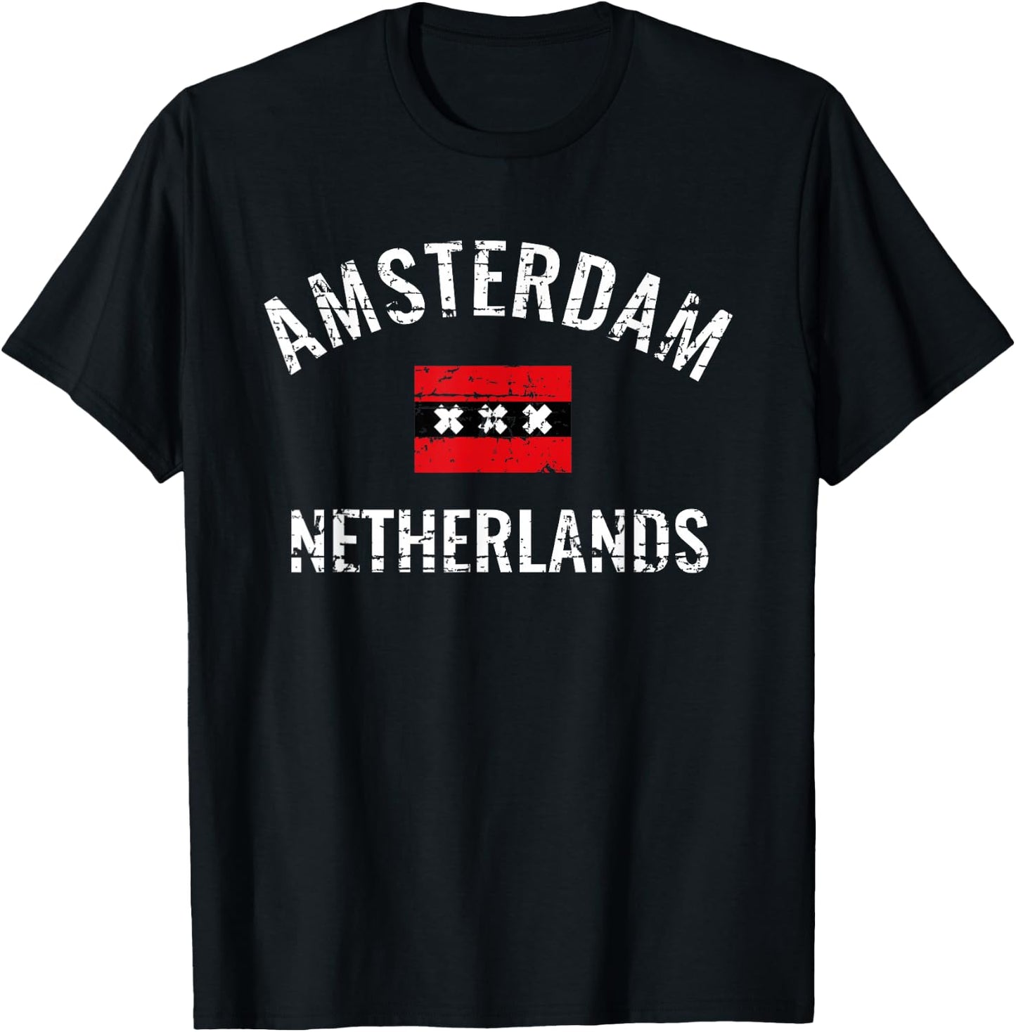 Amsterdam Holland Flag T-Shirt - T-Shirt | Black
