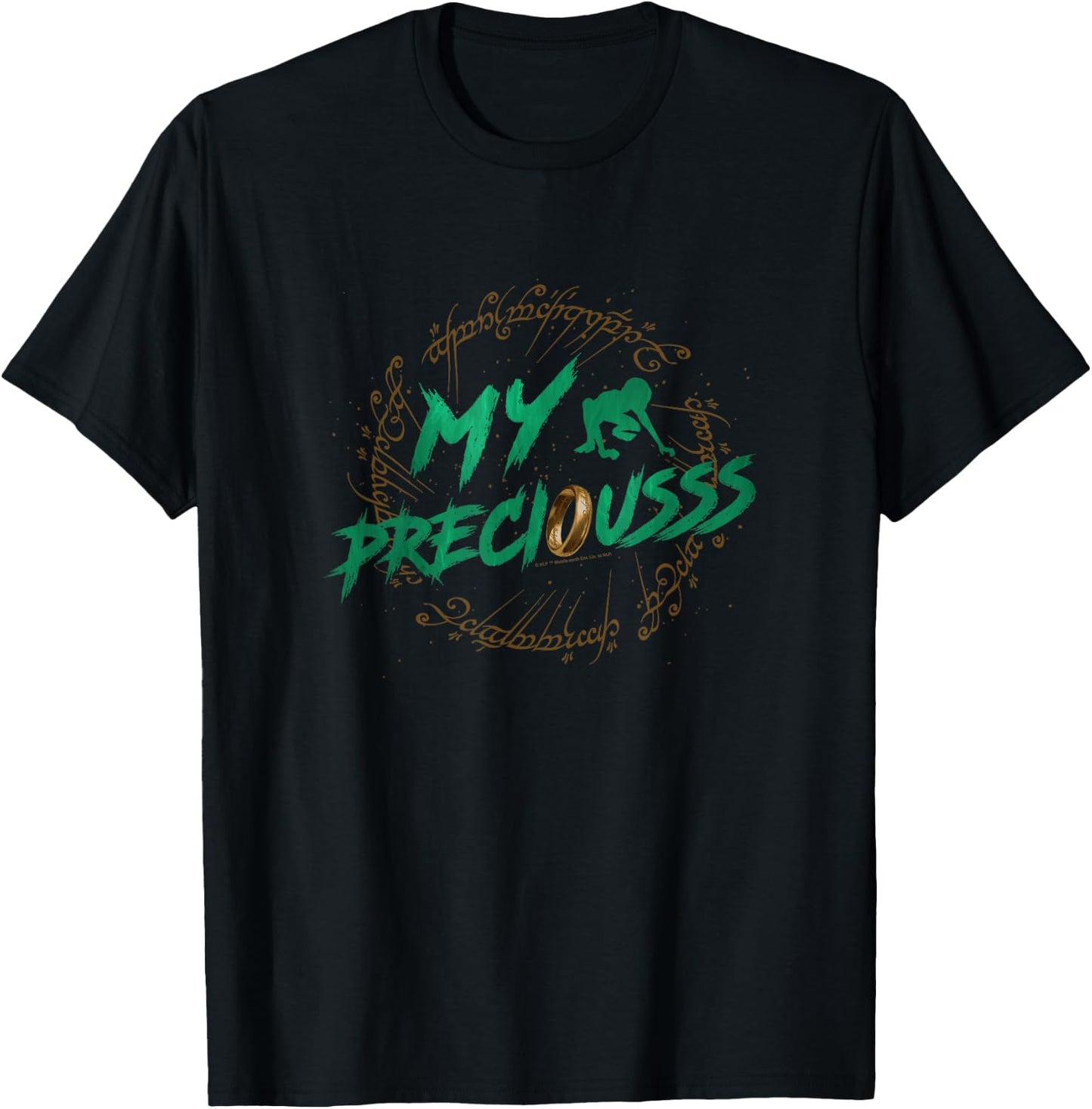 The Lord of the Rings My Precious Gollum Ring Vintage Text T-Shirt - T-Shirt | Black