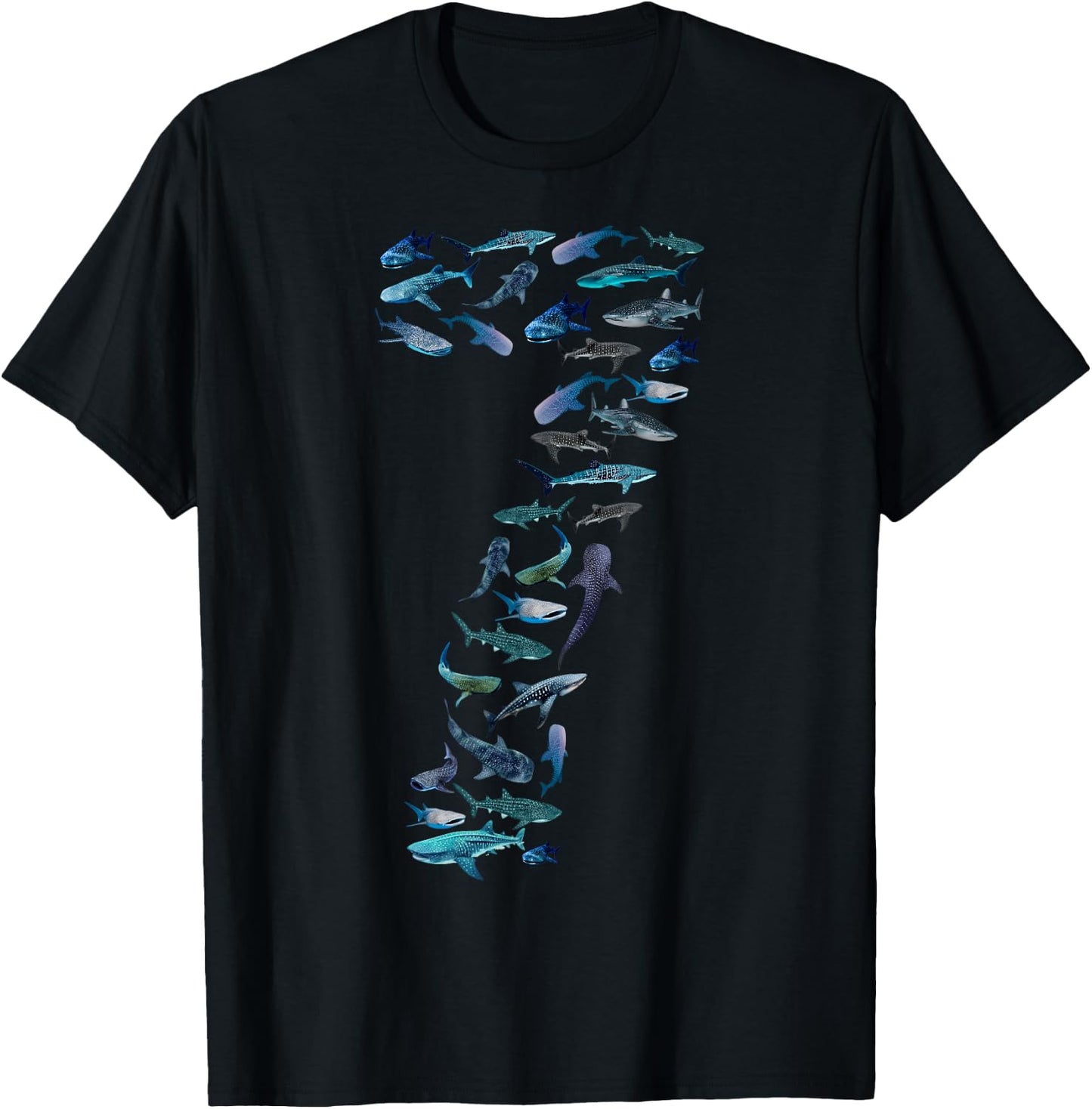 7th Birthday Boy Seven-Year-Old Sea Ocean Fish Whale Shark T-Shirt - T-Shirt | Black