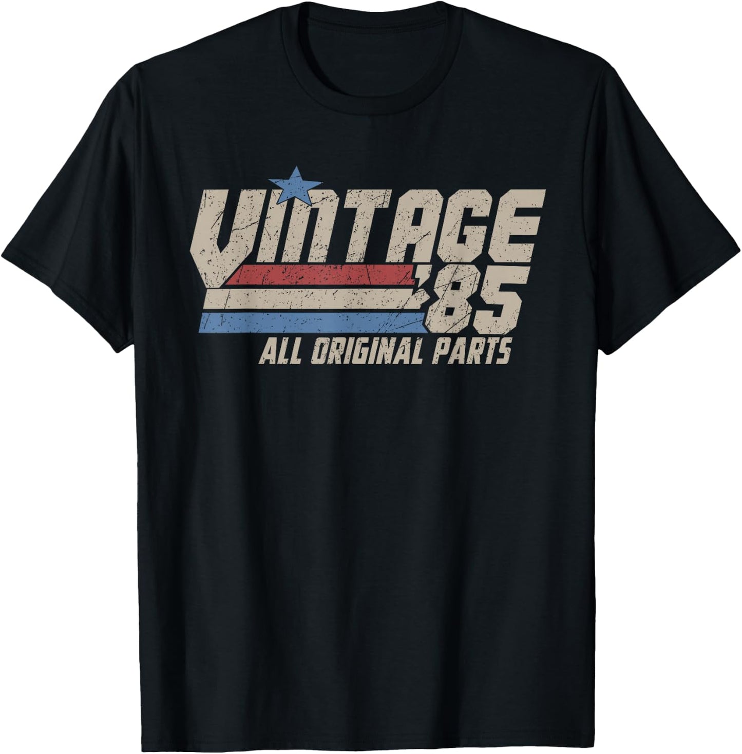 Vintage 1985 All Original Parts, Retro 40 Years Old Gifts T-Shirt - T-Shirt | Black