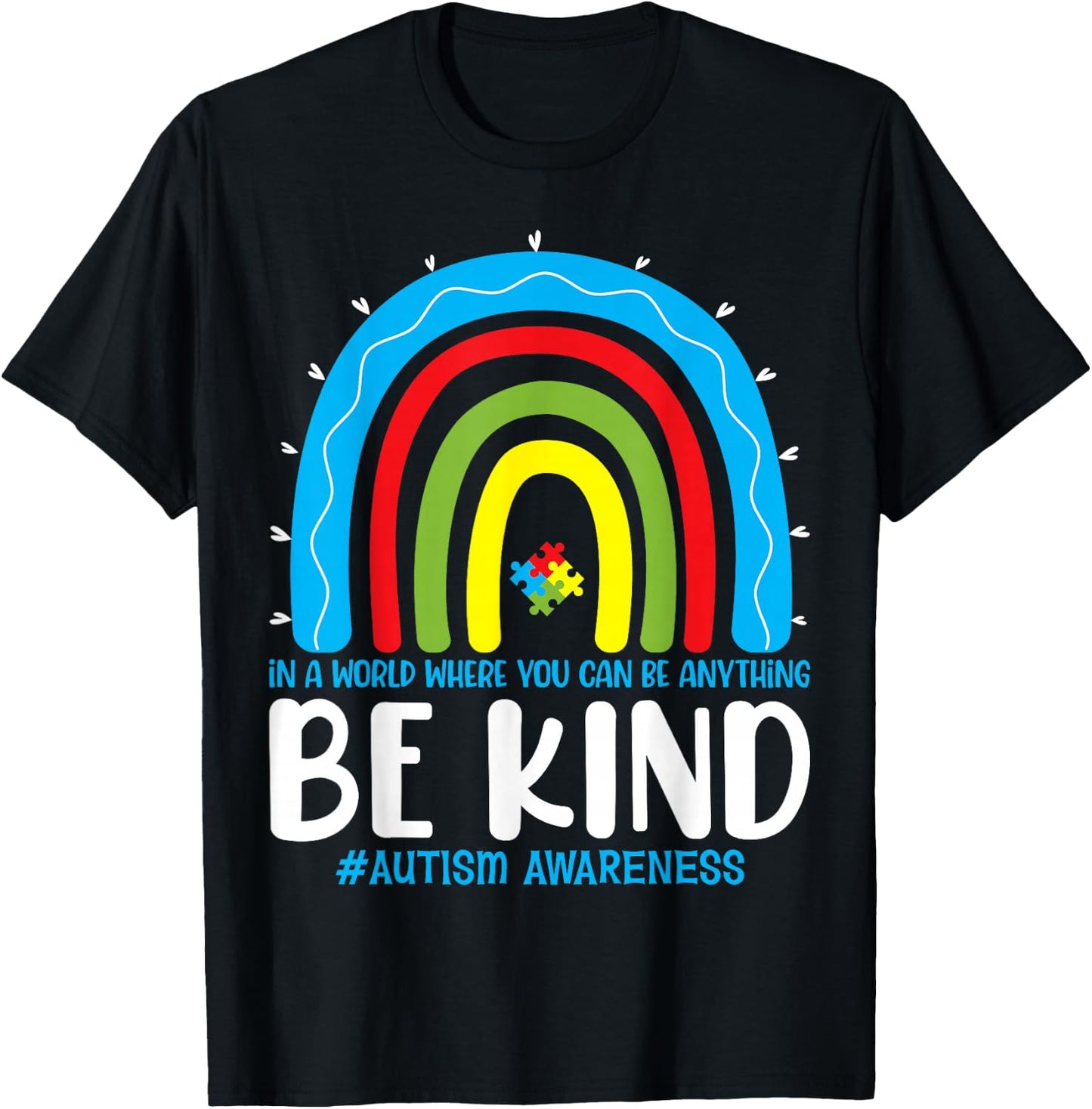Be Kind Autism Awareness Rainbow Leopard Choose Kindness T-Shirt - T-Shirt | Black