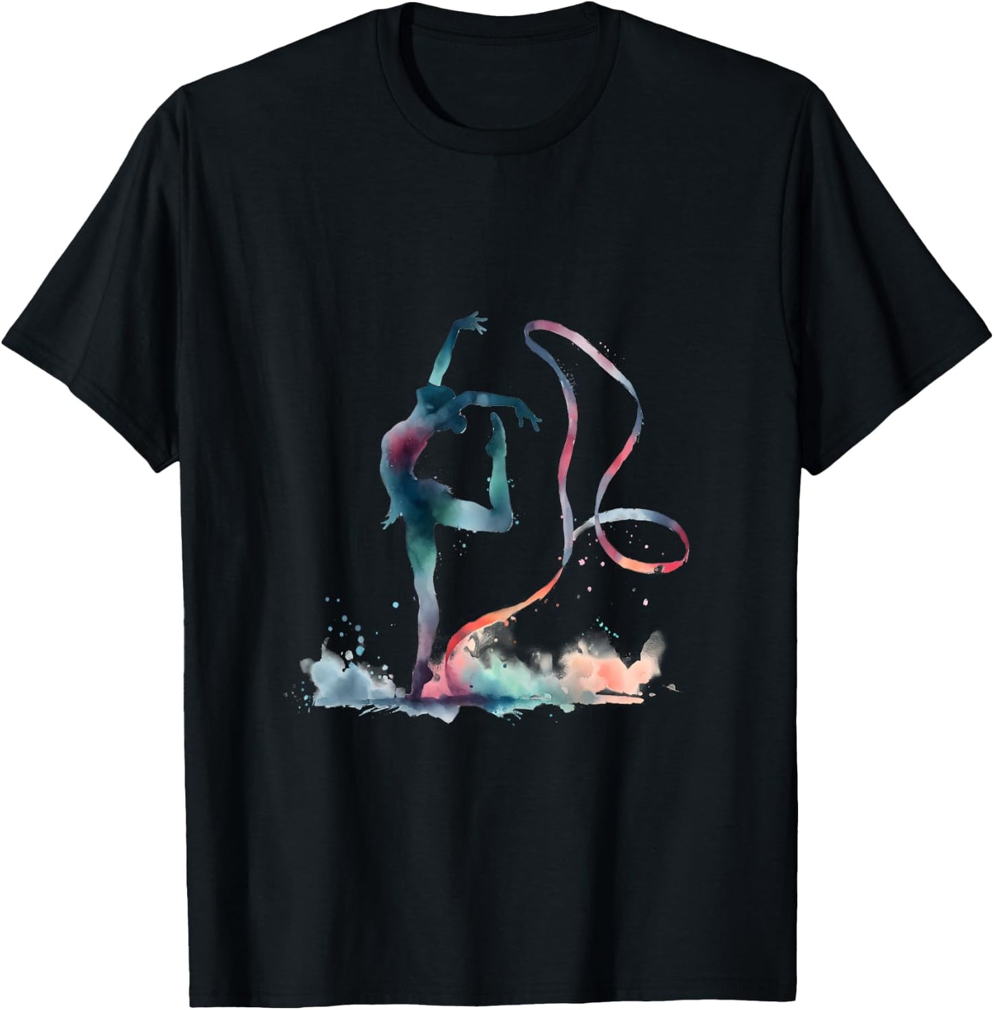 I Love Rhythmic Gymnastics Watercolor GRS Ribbon , white, Female X-Small T-Shirt - T-Shirt | Black