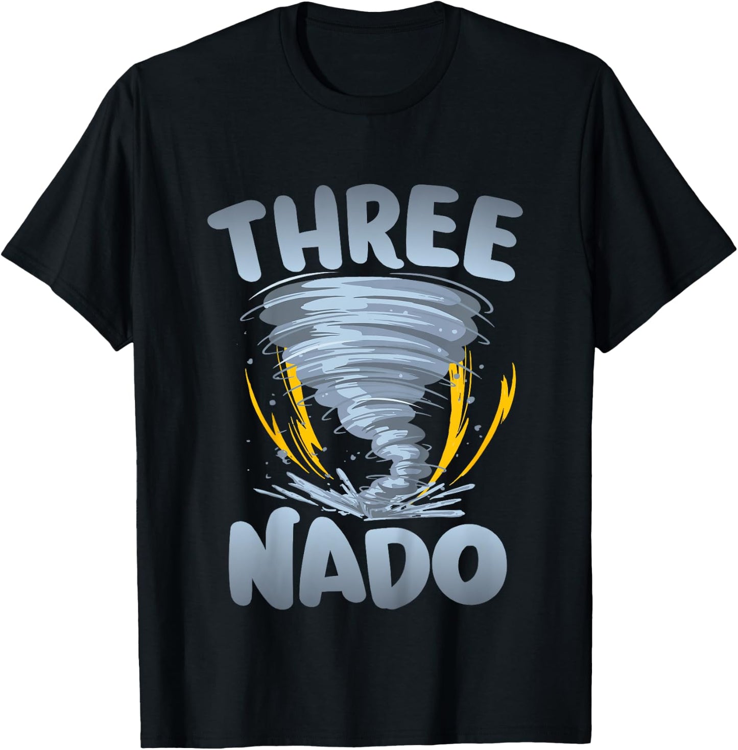 Three-nado Warning 3rd Birthday Tornado Themed Birthday T-Shirt - T-Shirt | Black