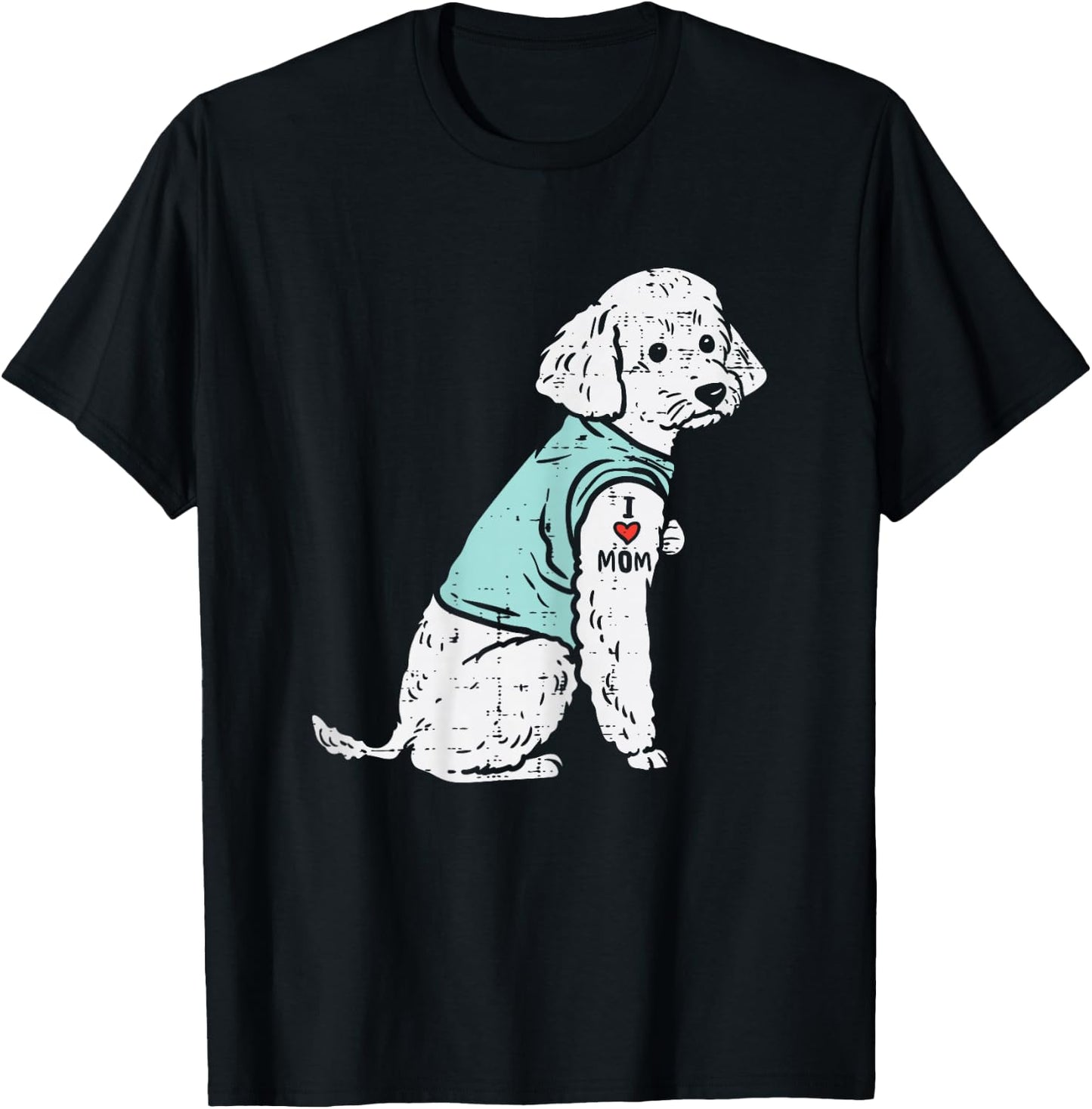 Poodle I Love Mom Tattoo Cute Pet Dog Owner Lover Women Gift T-Shirt - T-Shirt | Black