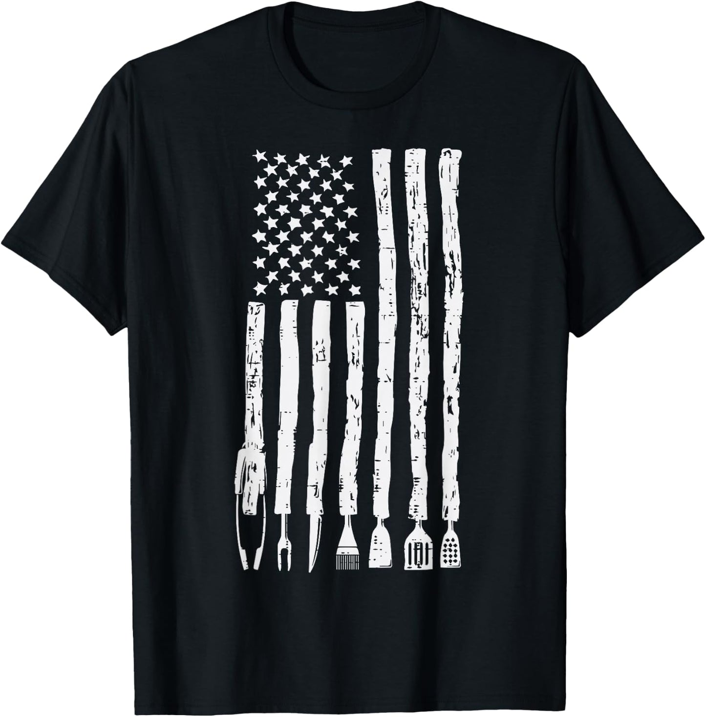US Flag Grilling Tools Bbq Barbecue Patriotic Men Women Kids T-Shirt - T-Shirt | Black