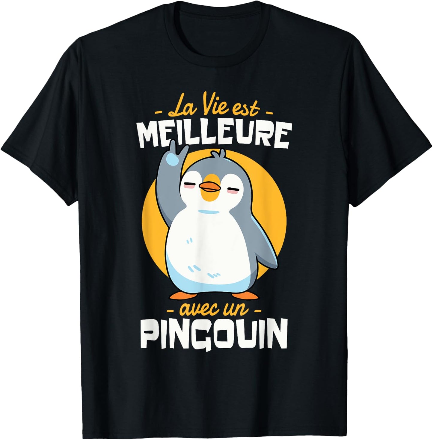 Penguin Child Girl Woman Humour Life with Penguin T-Shirt - T-Shirt | Black