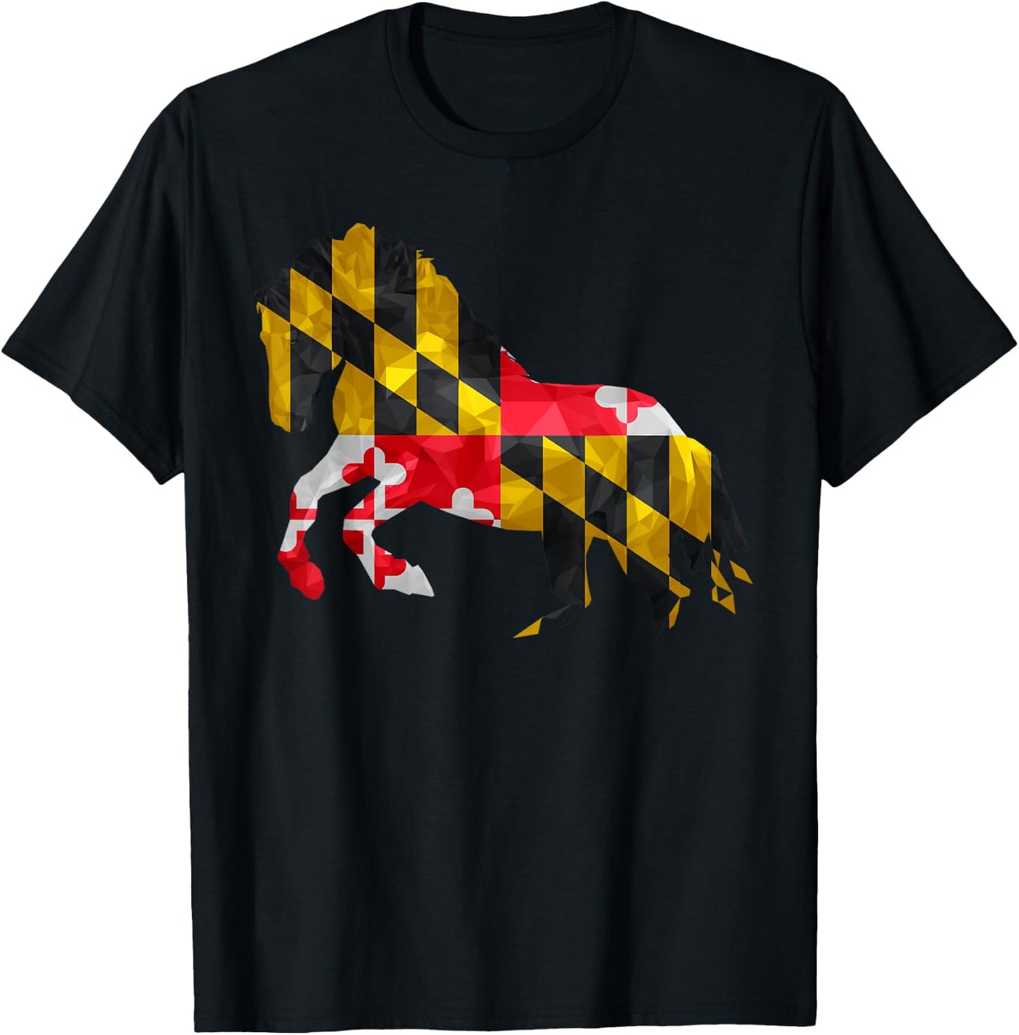 Maryland Horse Cute State Pride Flag T-Shirt - T-Shirt | Black