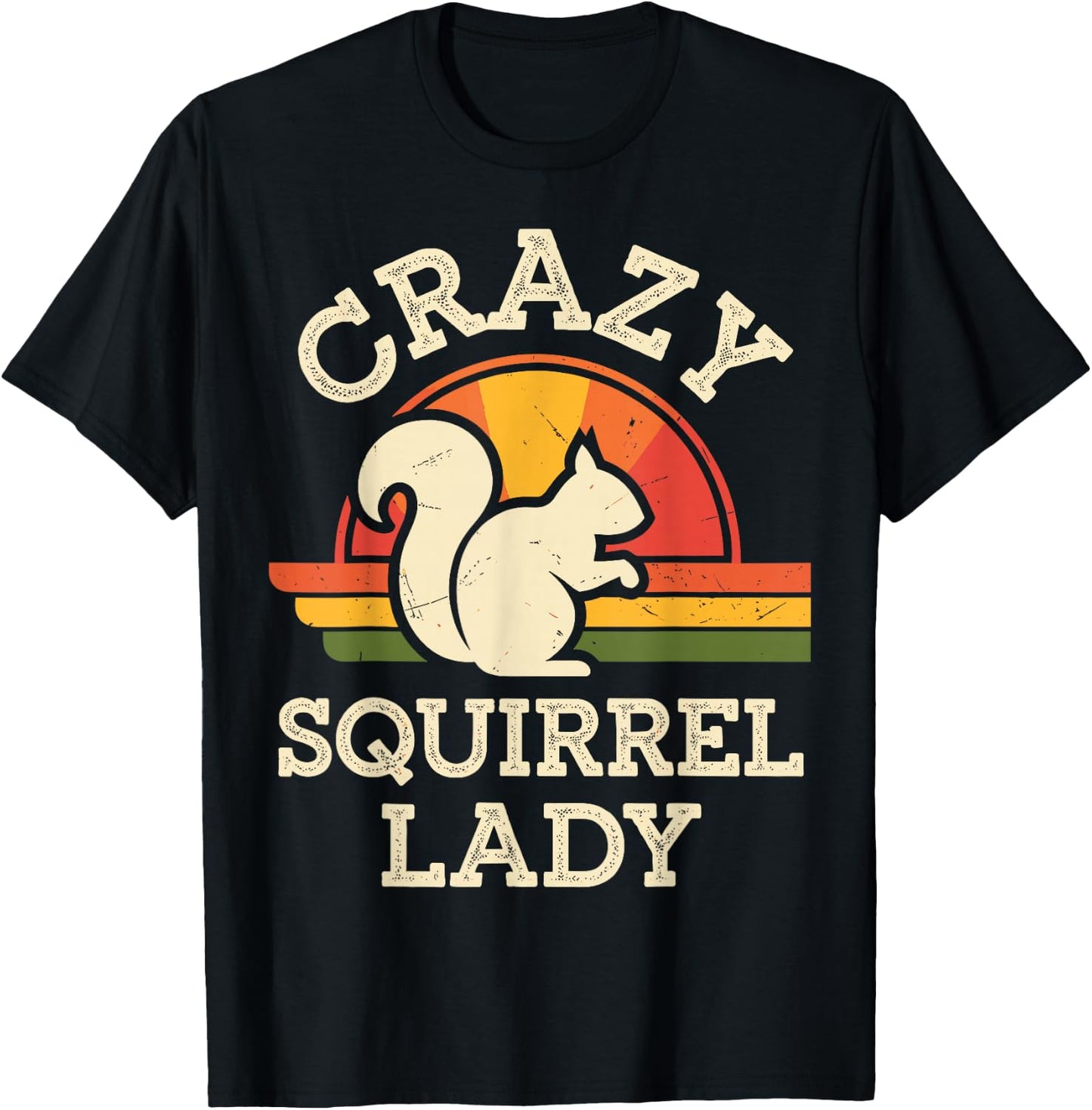 Crazy Squirrel Lady Funny Squirrel Lover Animal T-Shirt - T-Shirt | Black