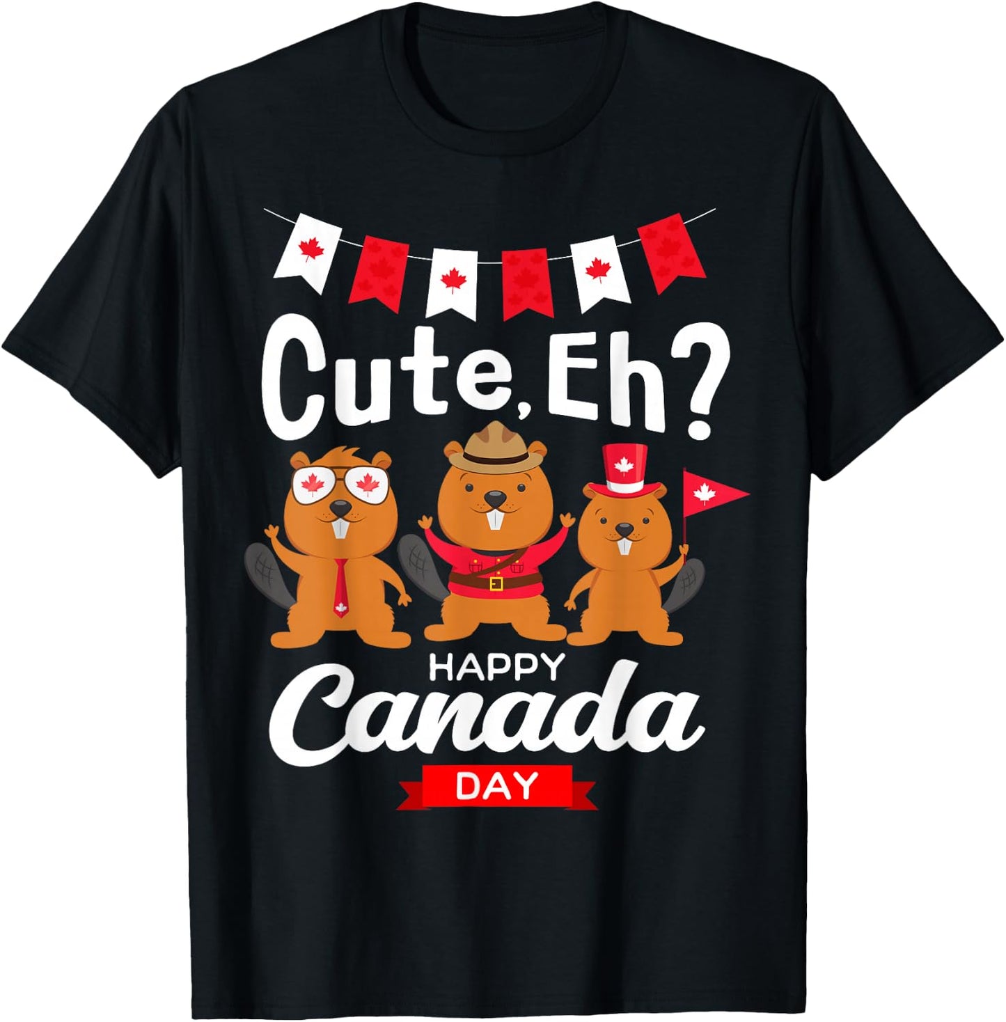 Cute Eh Happy Canada day Flag for Boys girls Kids Toddler T-Shirt - T-Shirt | Black