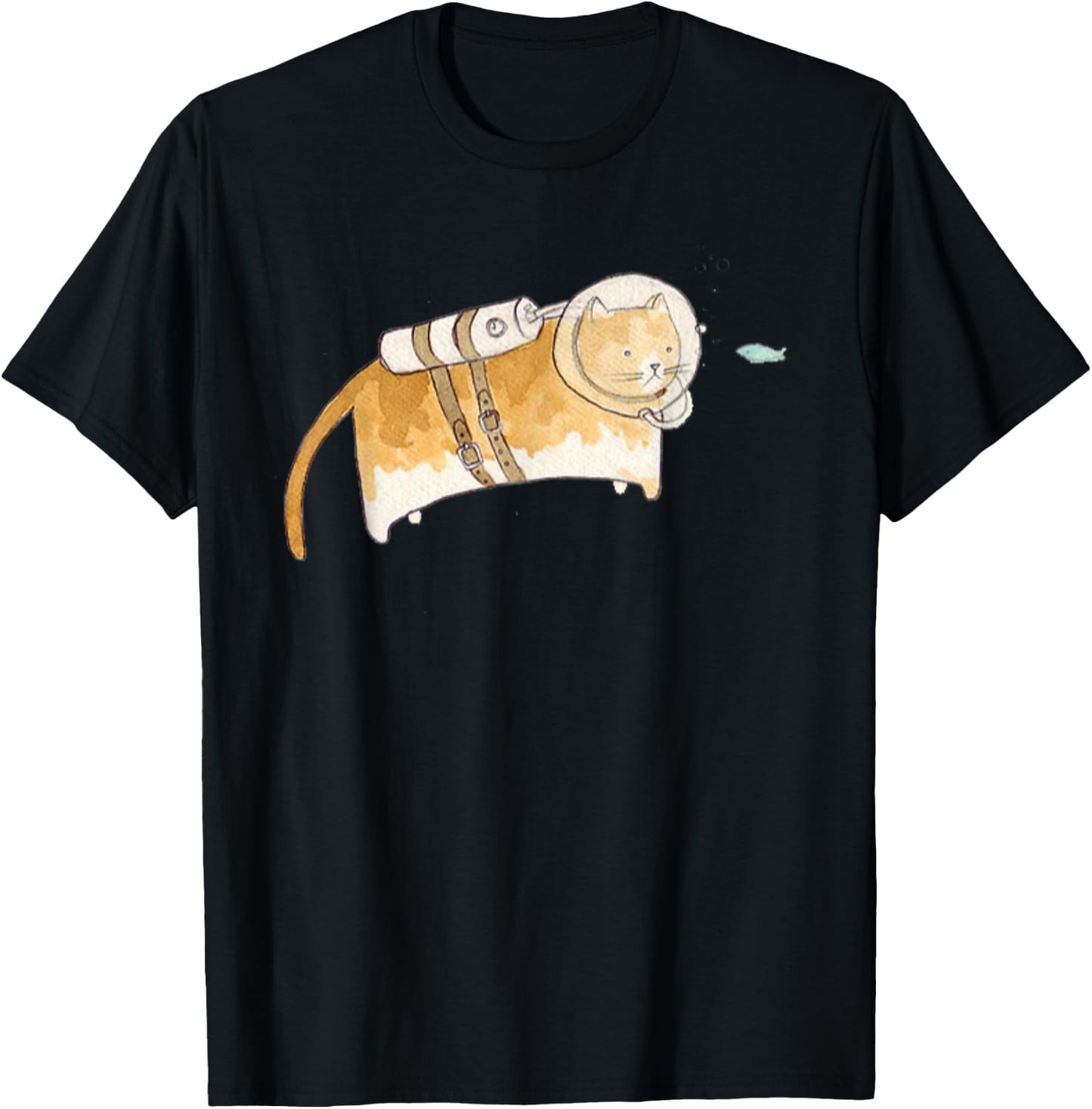 Scuba Cat Diving | Funny Scuba Diving Underwater Women Girls Kids T-Shirt - T-Shirt | Black