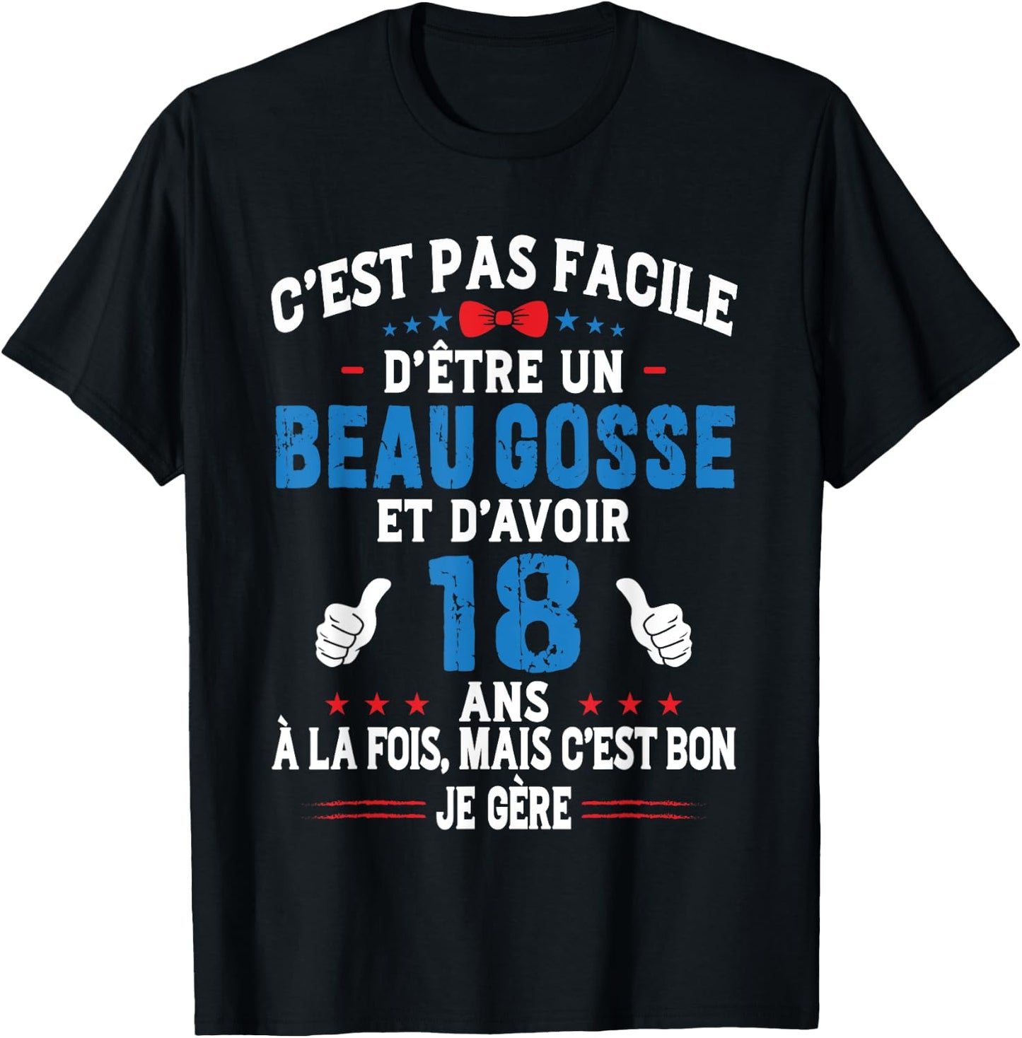 Beau Gosse Humour Original Birthday Gift Boy 18 Years Old , Black, S T-Shirt - T-Shirt | Black