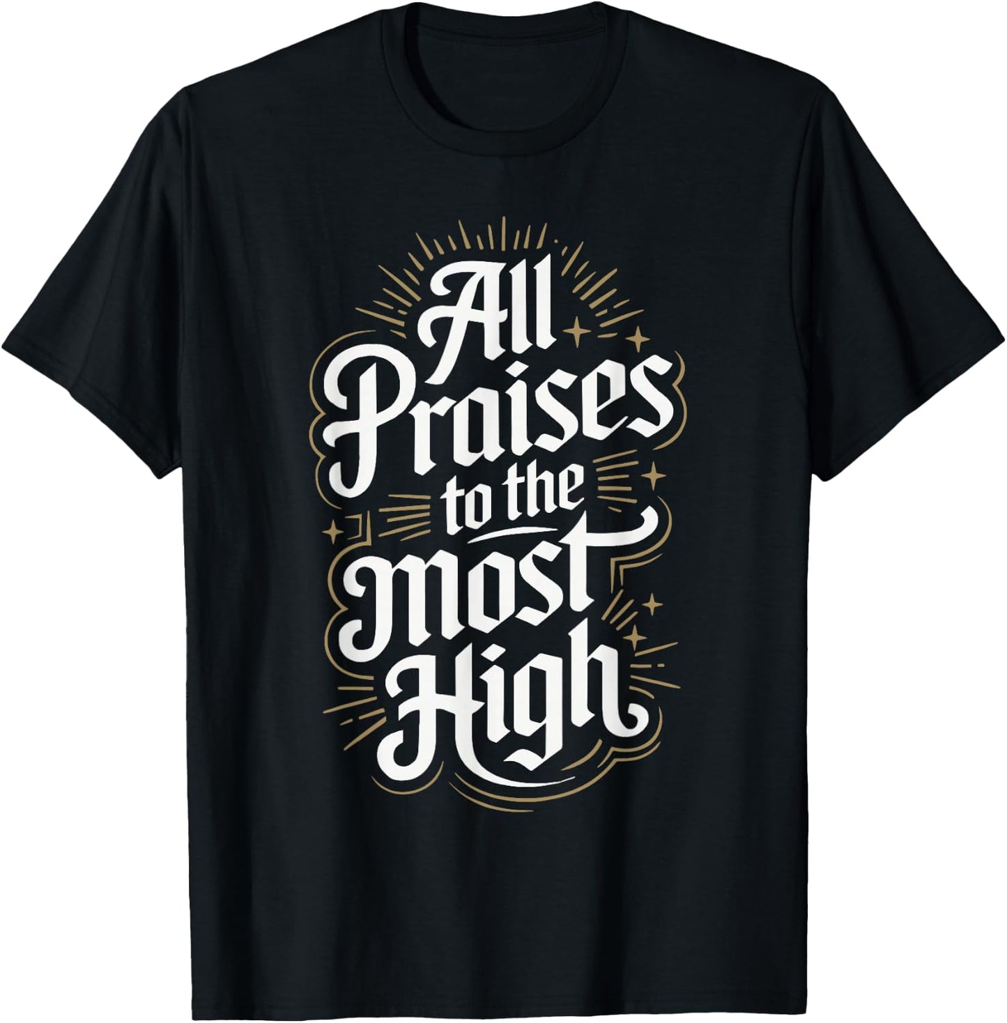 Yahweh Designs Hebrew Israelite All Praises to the Most High -Adult - Black - Small - Short Sleeve T-Shirt - T-Shirt | Black