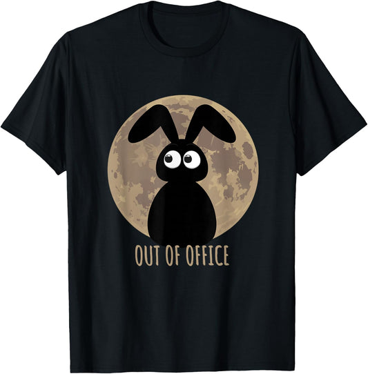 Out of office with a sweet Easter bunny before the moon , black T-Shirt - T-Shirt | Black