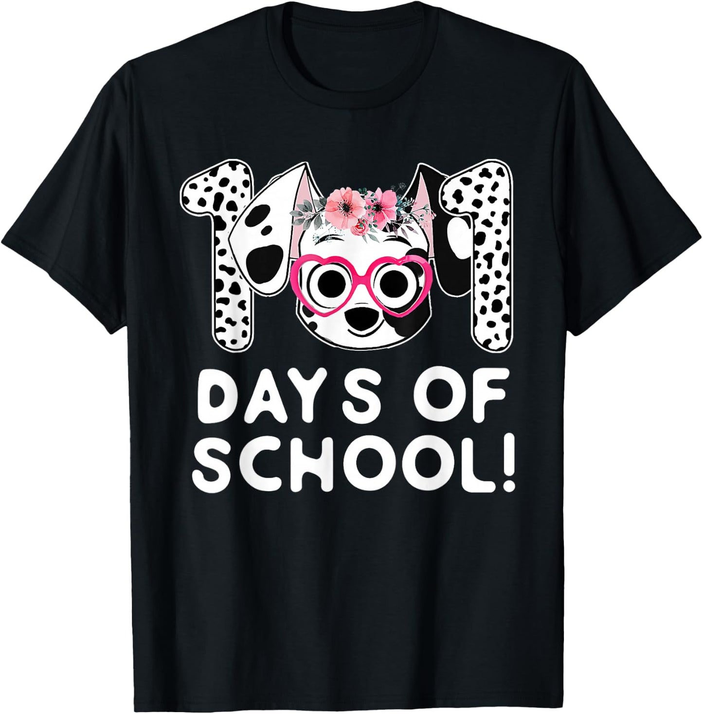 101 Days School Cute Dog Happy 100 Days Teacher Student Kids T-Shirt - T-Shirt | Black