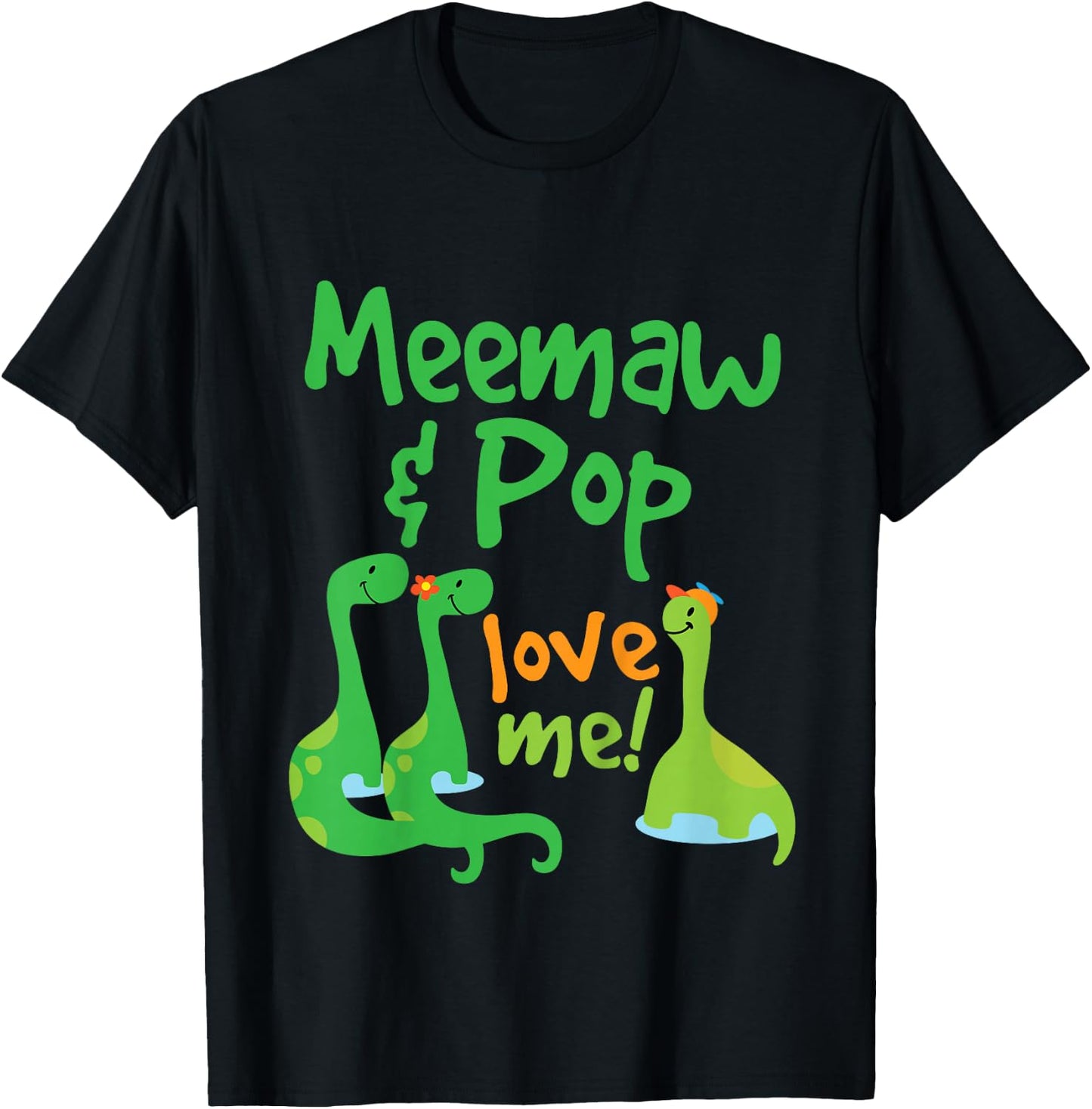 Kids Meemaw And Pop Grandson Dinosaur T-Shirt - T-Shirt | Black