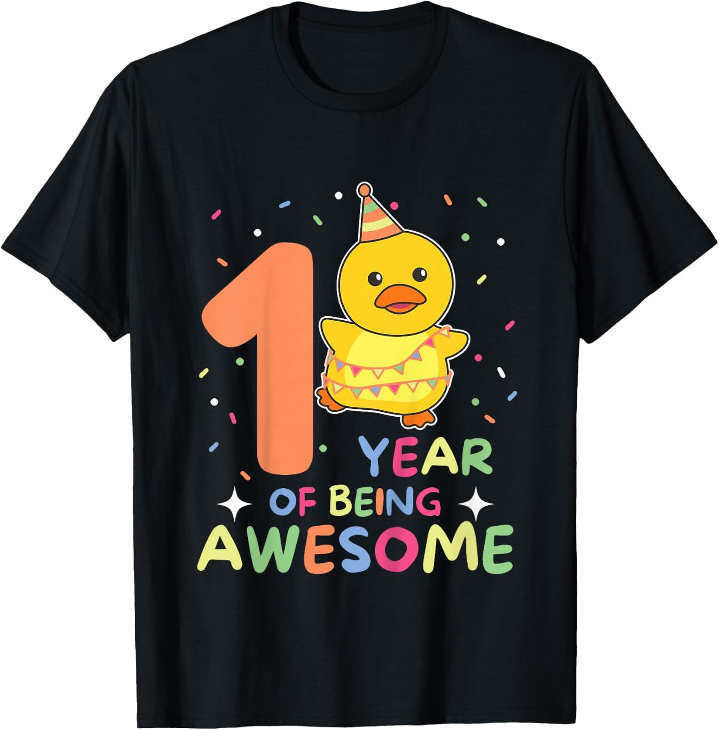 1st Birthday Duck For Kids One Year Old Duck T-Shirt - T-Shirt | Black