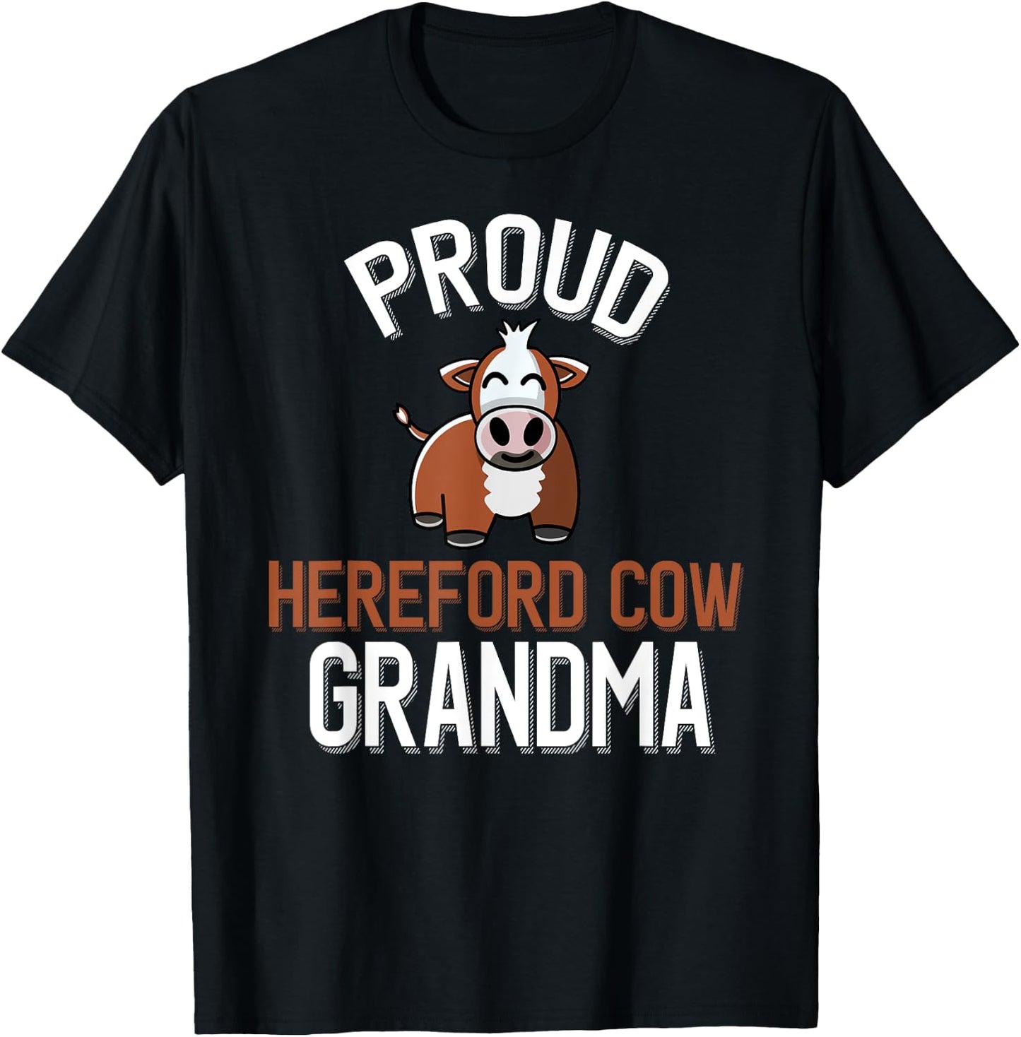 Proud Hereford Cow Grandma T-Shirt - T-Shirt | Black