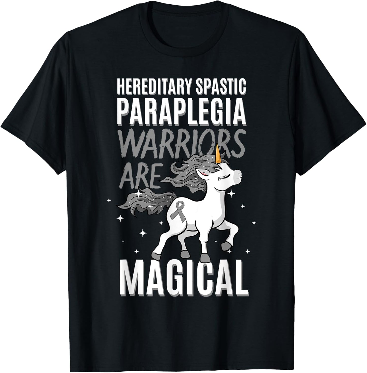 Hereditary Spastic Paraplegia Warrior HSP Awareness Unicorn T-Shirt - T-Shirt | Black