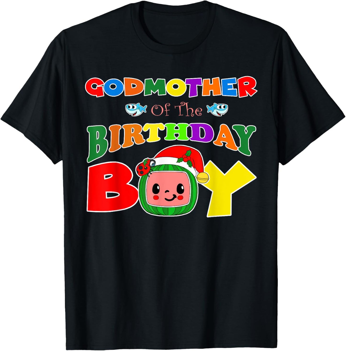 Godmother Of The Birthday Boy Funny Melon Family Matching T-Shirt - T-Shirt | Black
