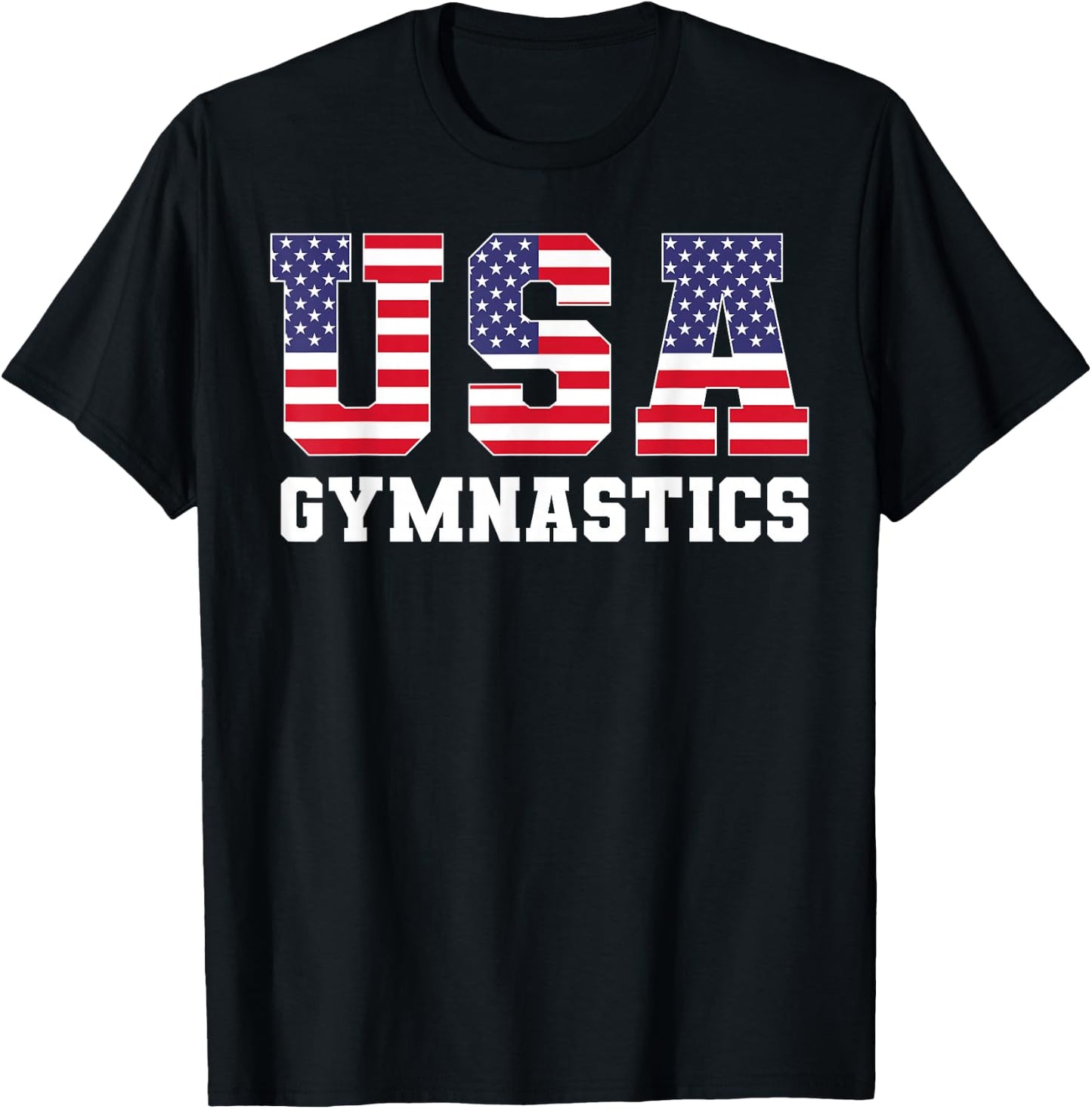 Gymnast Gymnastics USA American Flag 4th of July Girls Boys T-Shirt - T-Shirt | Black