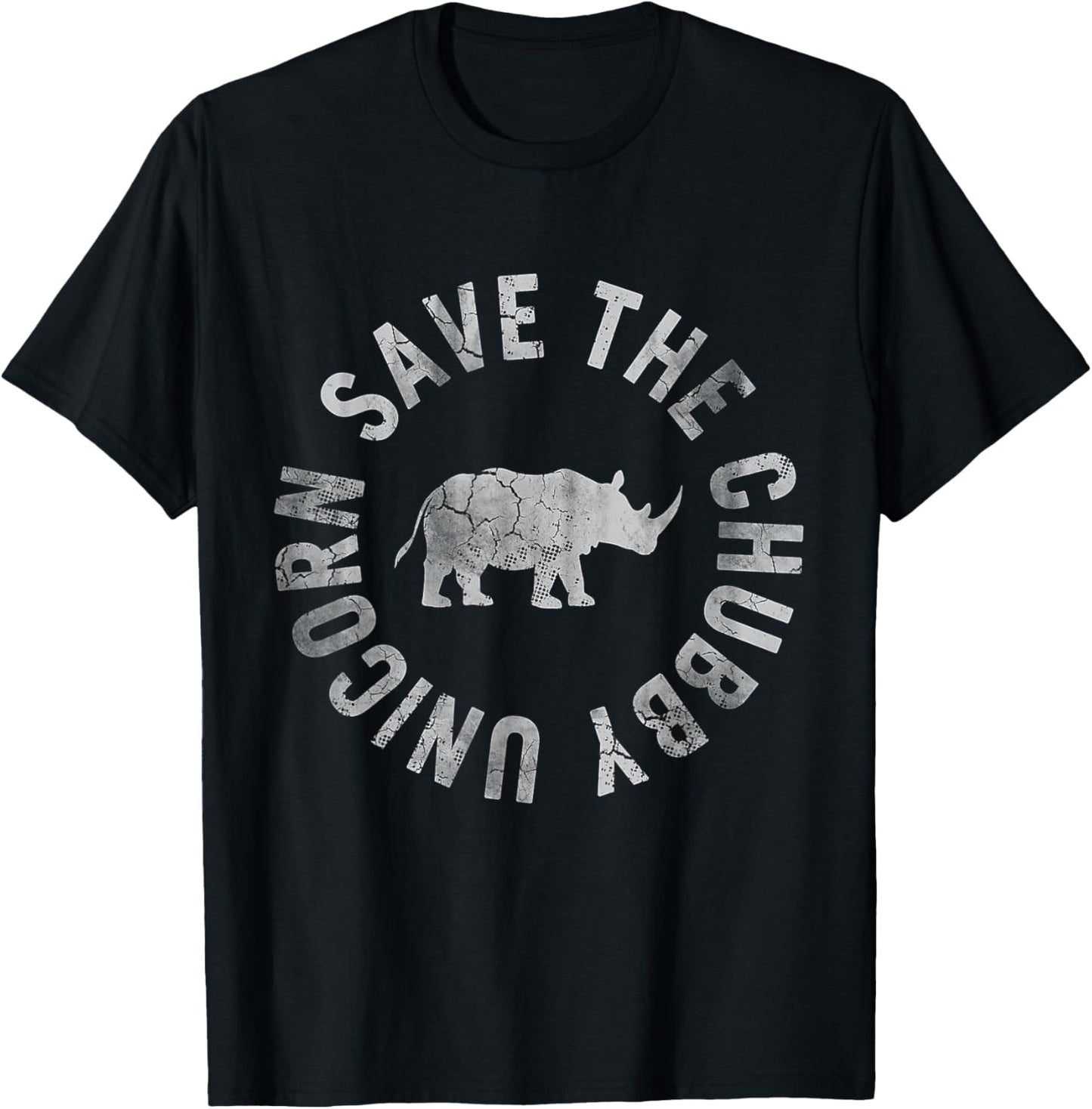 Save The Chubby Unicorn Rhino Rhinoceros Funny Humor T-Shirt - T-Shirt | Black