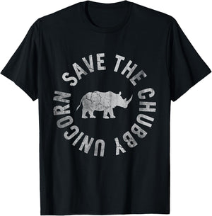 Save The Chubby Unicorn Rhino Rhinoceros Funny Humor T-Shirt - T-Shirt | Black