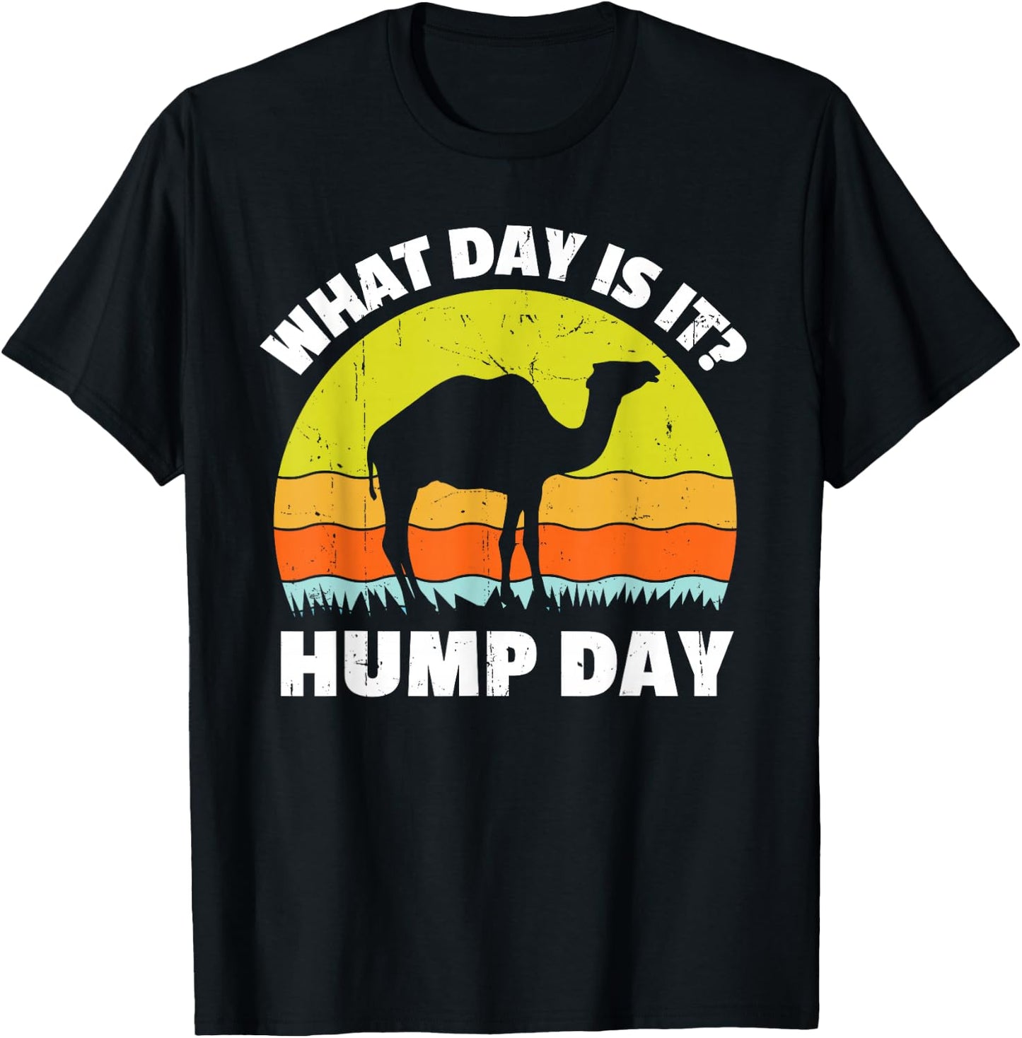 Vintage Dromedary Camel What Day Is It Hump Day Retro T-Shirt - T-Shirt | Black