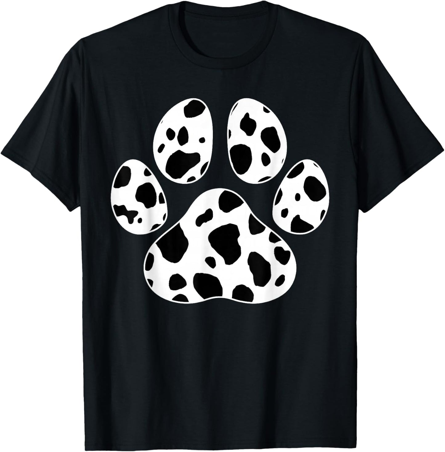 Cat Paw Print Cute Animal Cow Pattern Dog Lover Cow Print T-Shirt - T-Shirt | Black