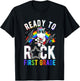 Kids READY TO Rock First Grade Rock Dinosaur School Learning T-Shirt - T-Shirt | Black