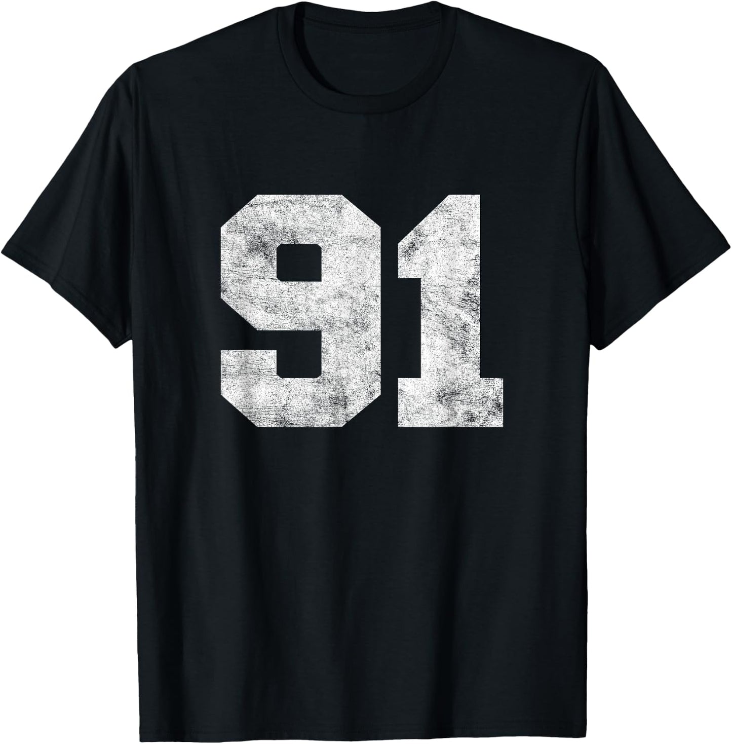 Vintage Lucky Number 91 Birthday Sports Player Team Athlete T-Shirt - T-Shirt | Black