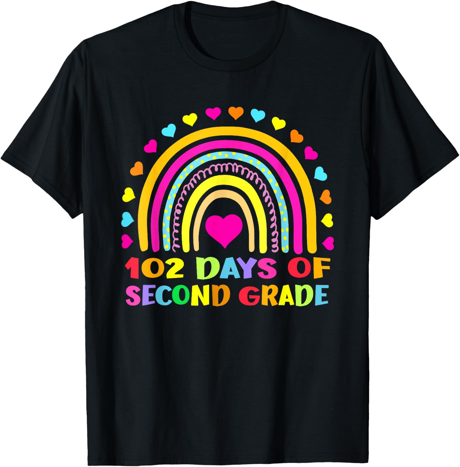 102 Day Of 2nd Grade Rainbow 102 Days Of Second Grade T-Shirt - T-Shirt | Black