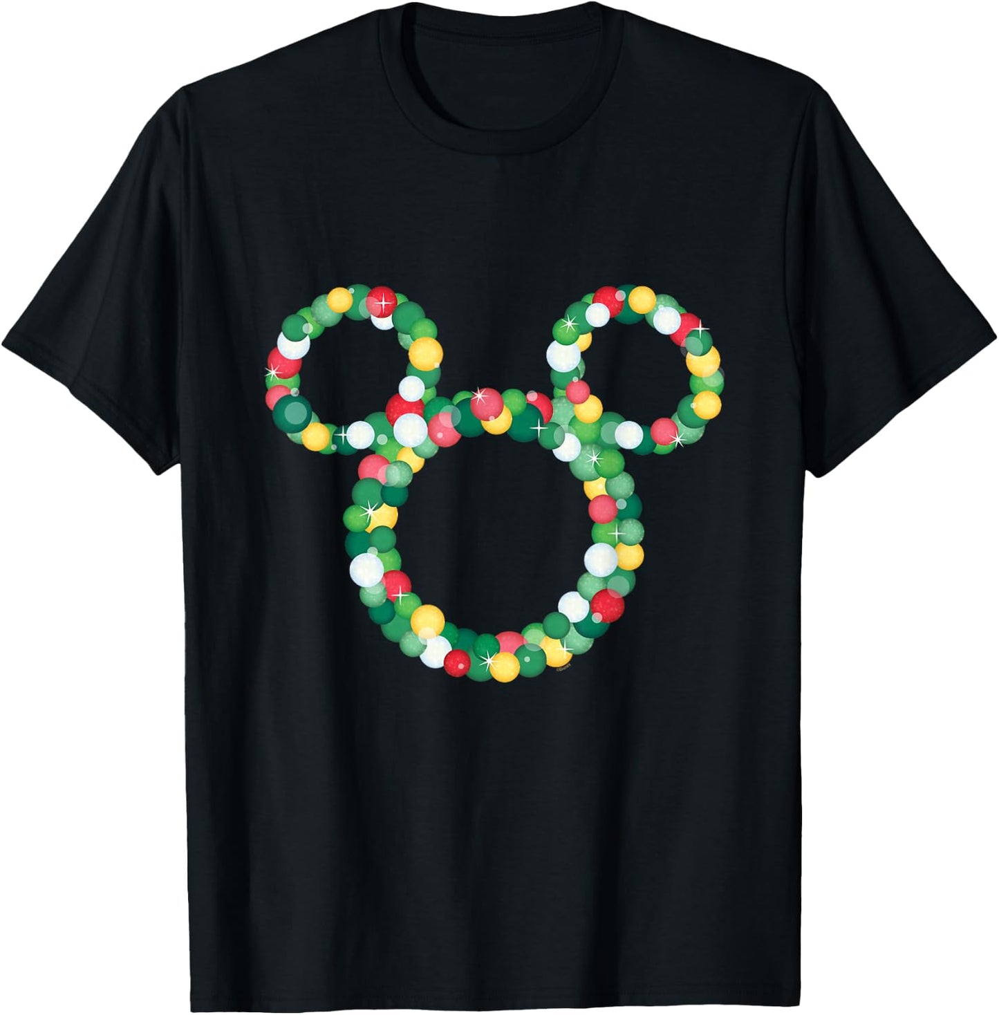 Disney Mickey Mouse Icon Holiday Christmas Ornament Wreath T-Shirt - T-Shirt | Black