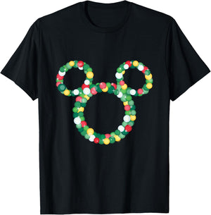 Disney Mickey Mouse Icon Holiday Christmas Ornament Wreath T-Shirt - T-Shirt | Black