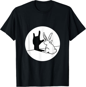 ILY Rabbit ASL Hand Gesture Deaf Hearing Loss Awareness T-Shirt - T-Shirt | Black