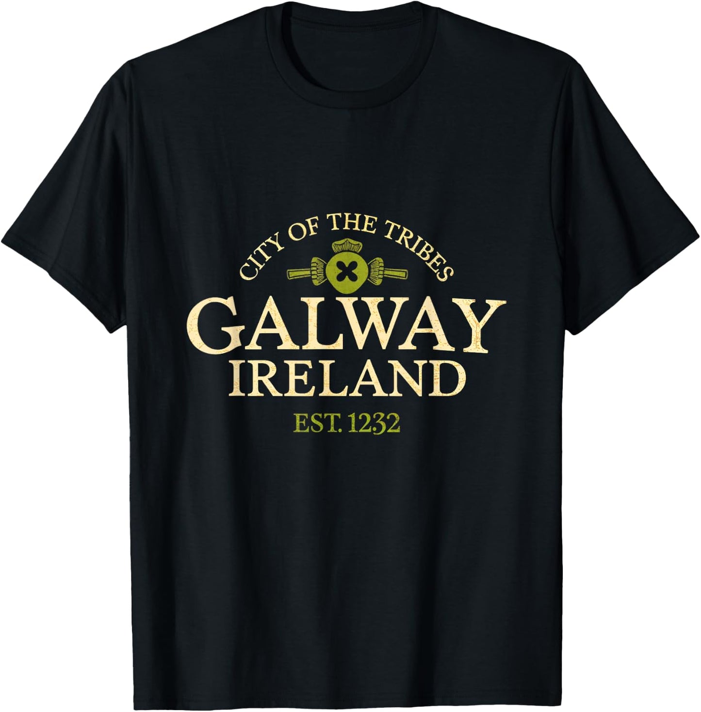 Irish Heritage Galway Love Travelers Ireland Galway Ireland City Of The Tribes Vintage Design -Adults Black Small T-Shirt - T-Shirt | Black