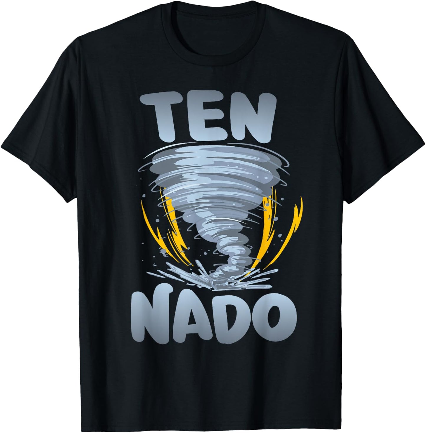 Ten-nado Warning 10th Birthday Tornado Themed Birthday T-Shirt - T-Shirt | Black