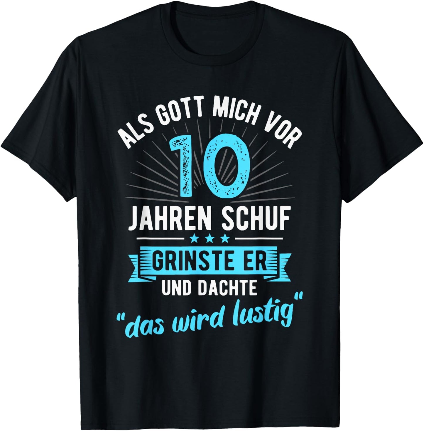 10th Birthday with German Text, black T-Shirt - T-Shirt | Black