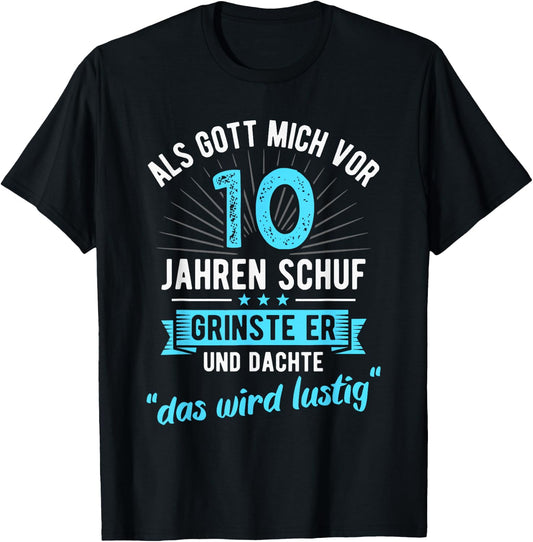 10th Birthday with German Text, black T-Shirt - T-Shirt | Black