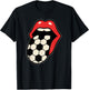 Soccer Tongue Red Lips T-Shirt - T-Shirt | Black