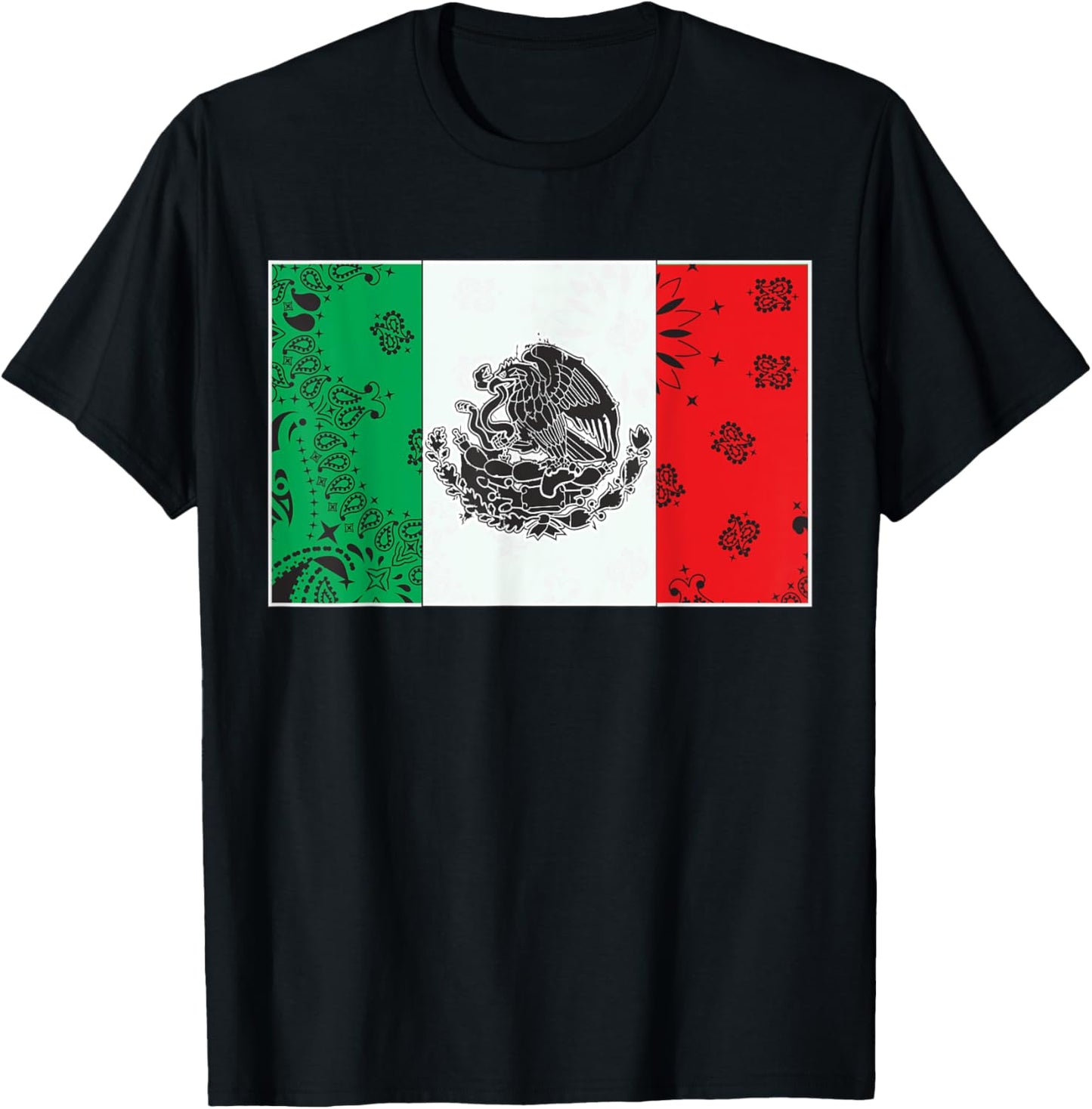 Mexico Bandana Flag Mexican Heritage Roots Eagle T-Shirt - T-Shirt | Black