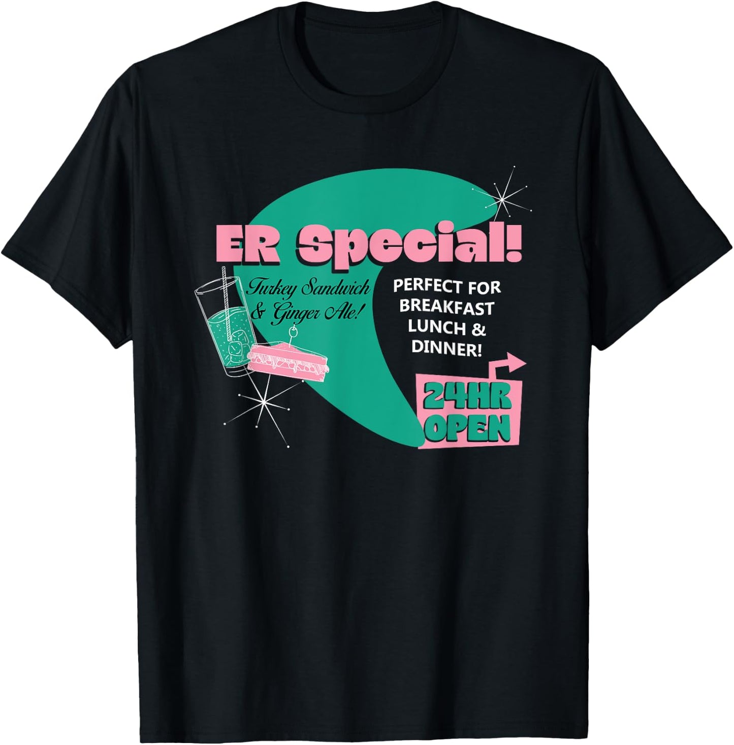 Emergency Room Diner Nursing Humor Medical Joke Physicians T-Shirt - T-Shirt | Black