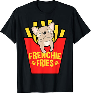 French Bulldog Frenchie Fries Mom Dad T-Shirt - T-Shirt | Black