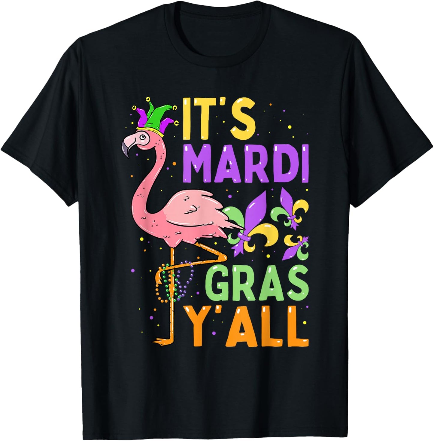 Funny Carnival Party Idea Flamingo Mardi Gras T-Shirt - T-Shirt | Black