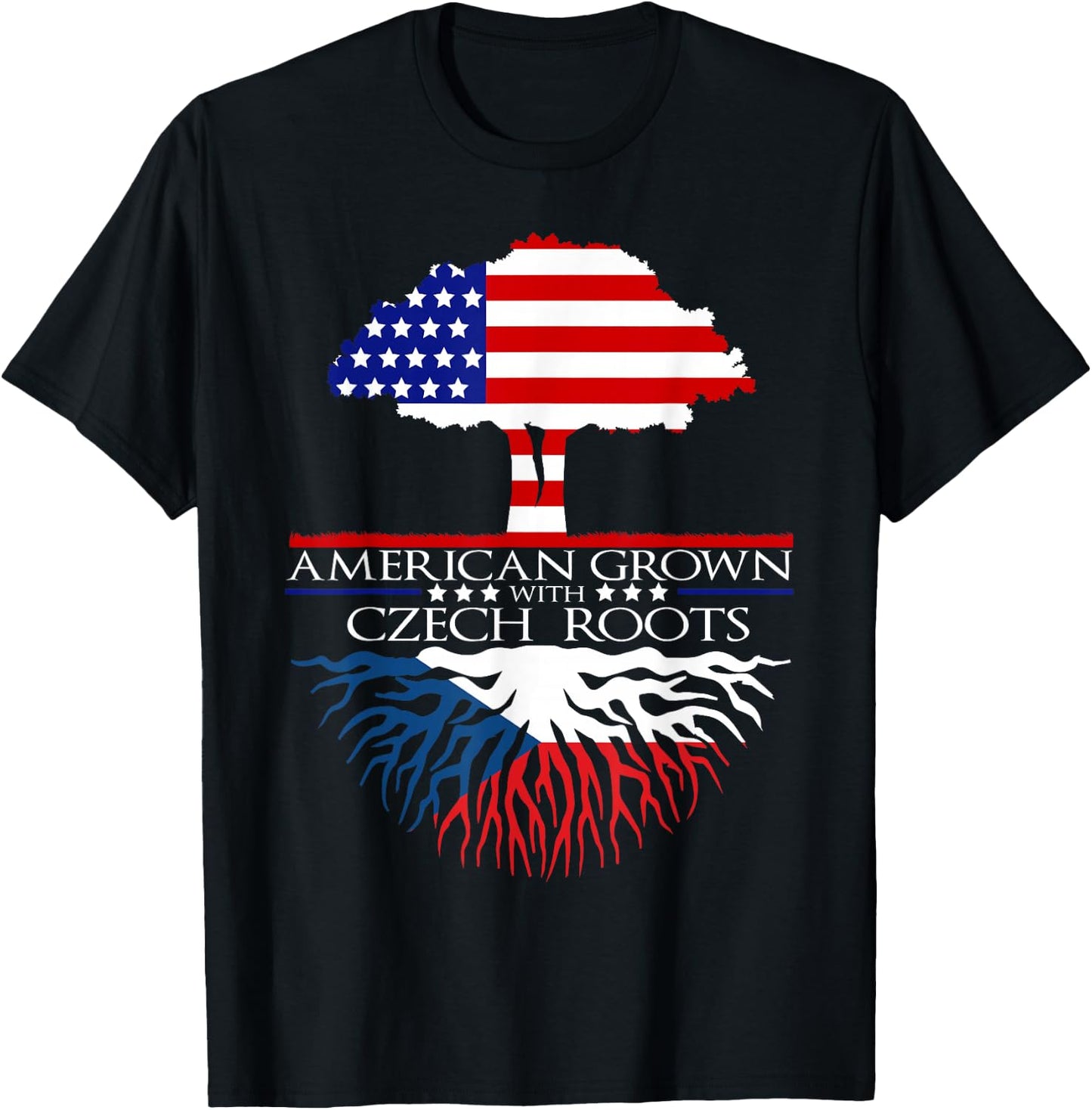 InGENIUS American Czech Ancestry Gifts Czech Roots US Czechoslovakia European Flag T-Shirt - T-Shirt | Black