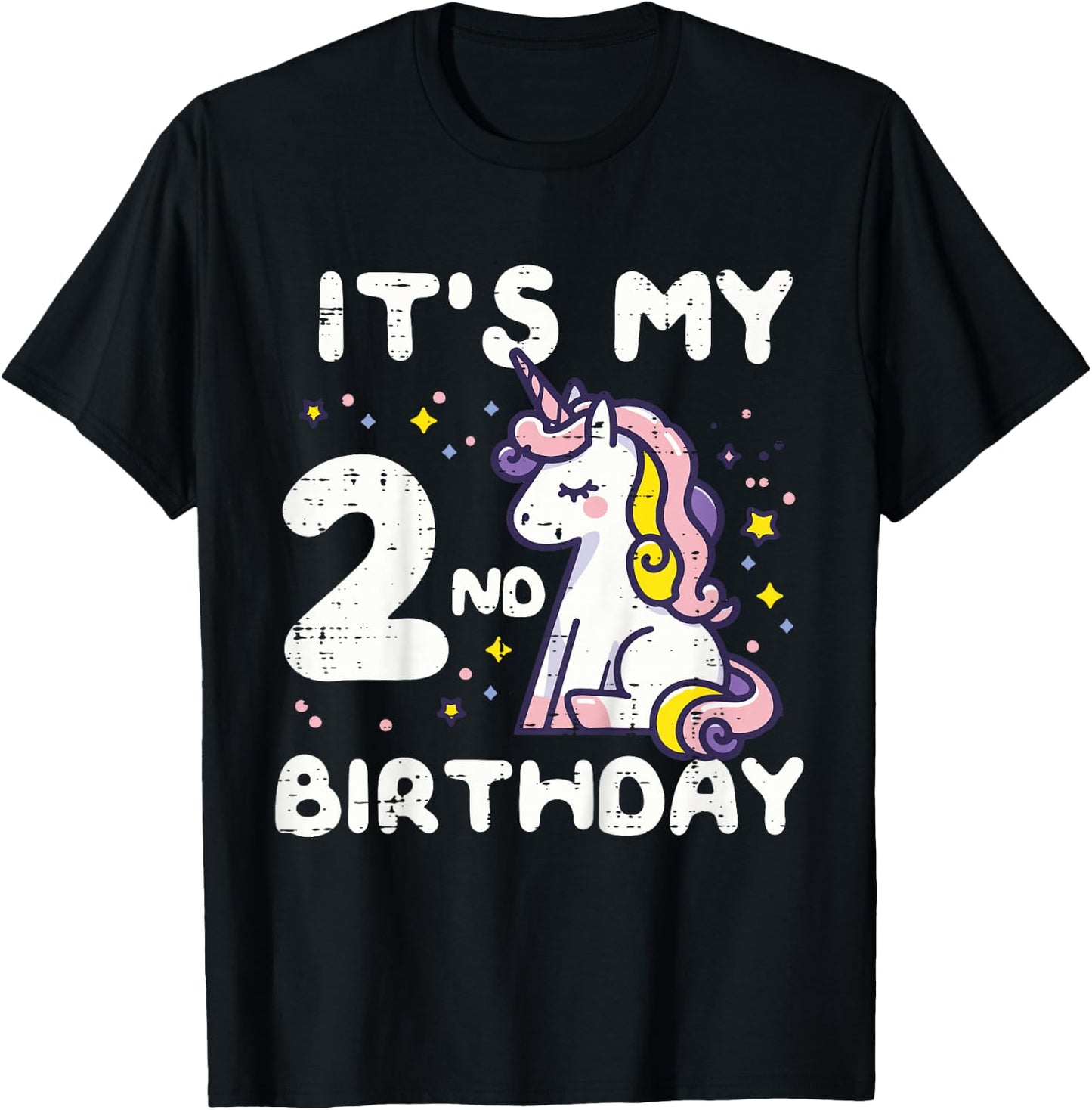 Its My 2nd Birthday Unicorn 2 Year Bday Toddler Girls Kids T-Shirt - T-Shirt | Black