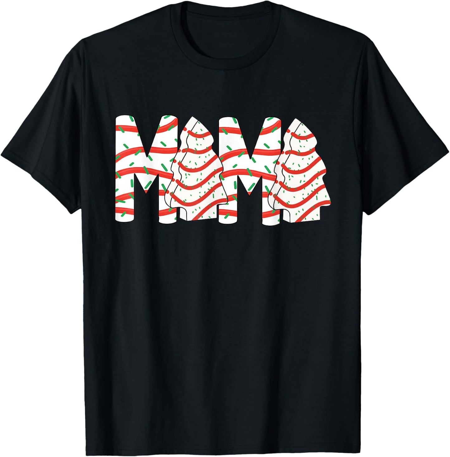 Mama Christmas Tree Cake Winter Holiday Xmas Women Costume T-Shirt - T-Shirt | Black
